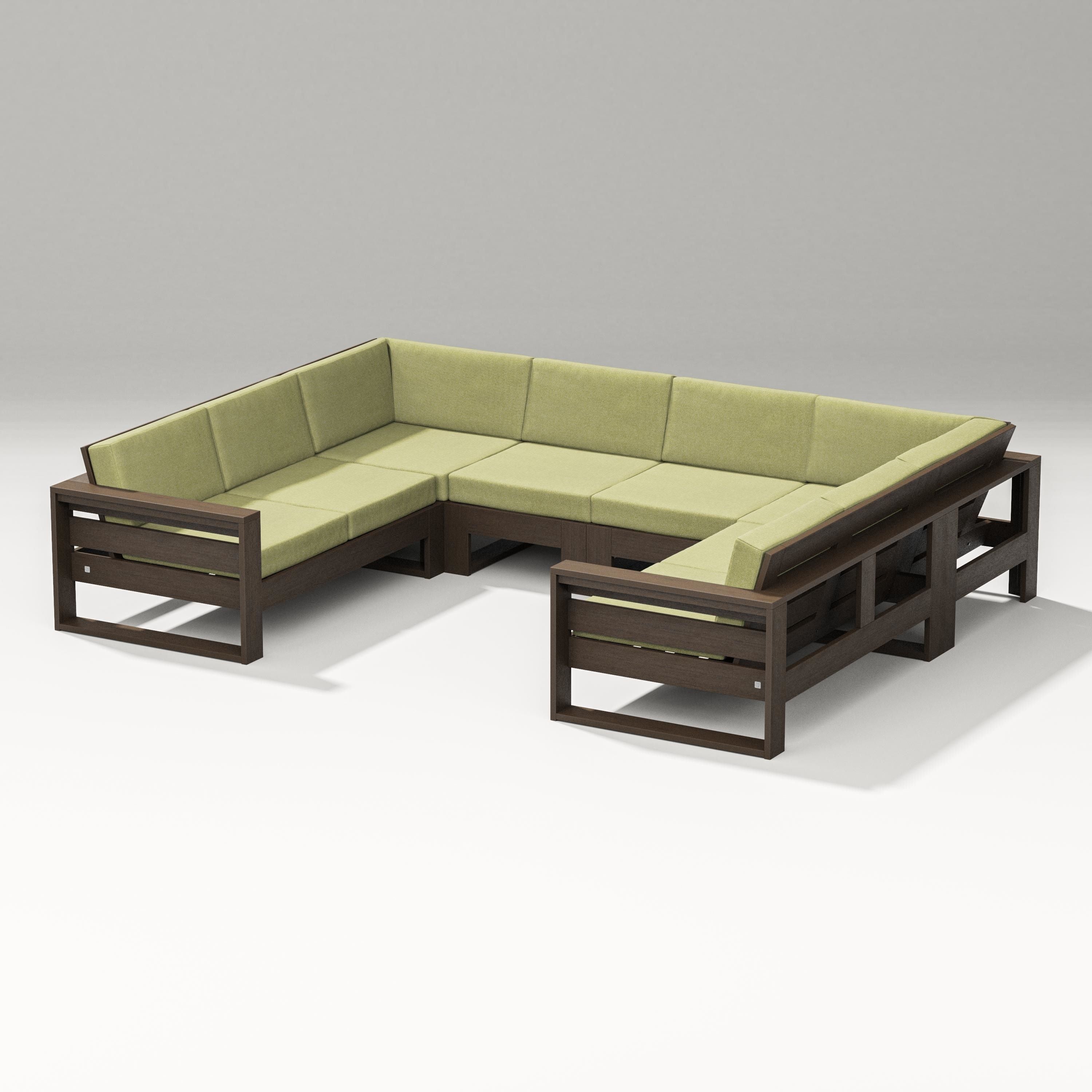 PW Designer Series Latitude U-Shaped Sectional in Kona / Chartreuse Boucle