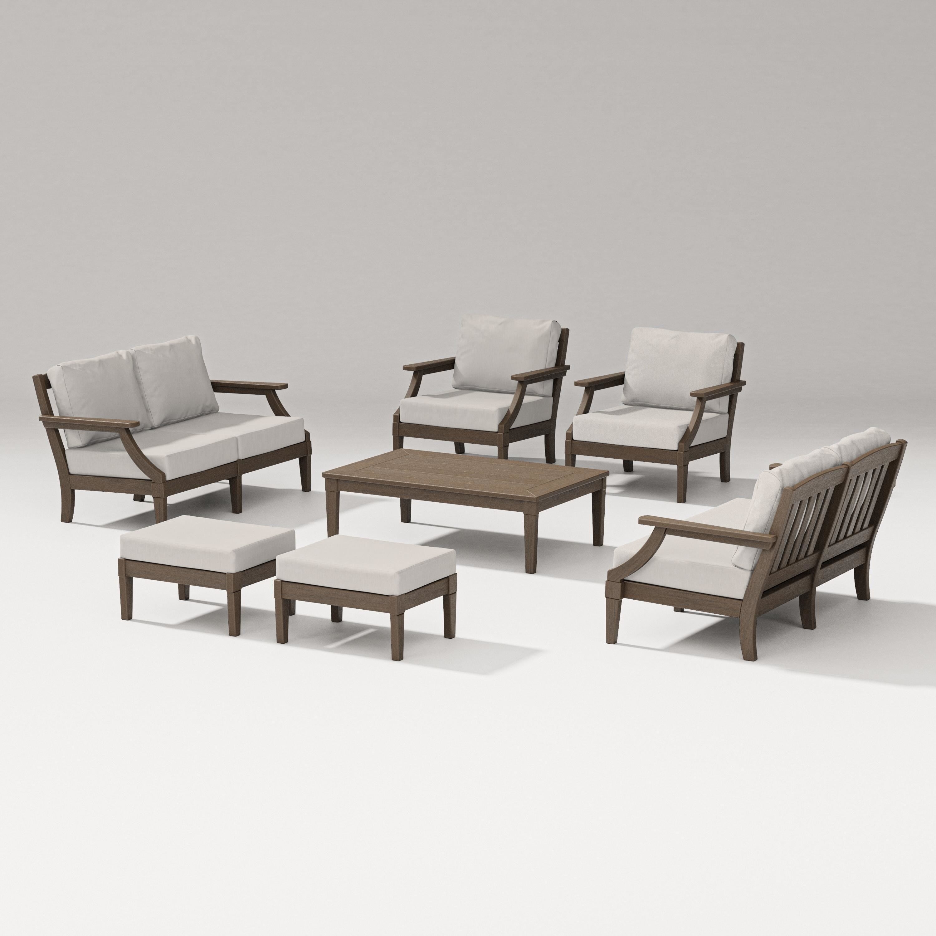 PW Designer Series Estate 7-Piece Lounge Loveseat Set in Kona / Cast Ash