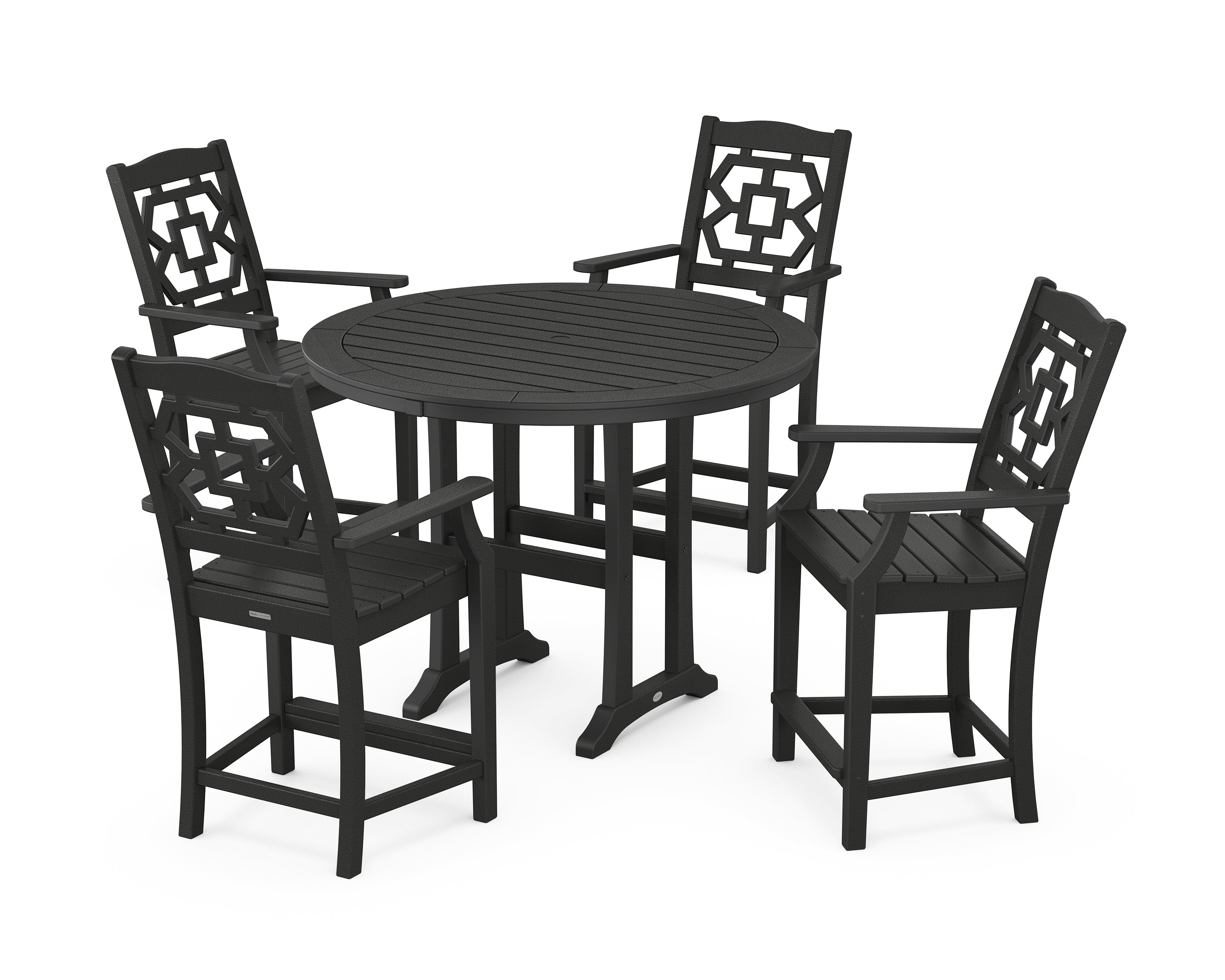 Martha Stewart by POLYWOOD® Chinoiserie 5-Piece Round Counter Set in Black