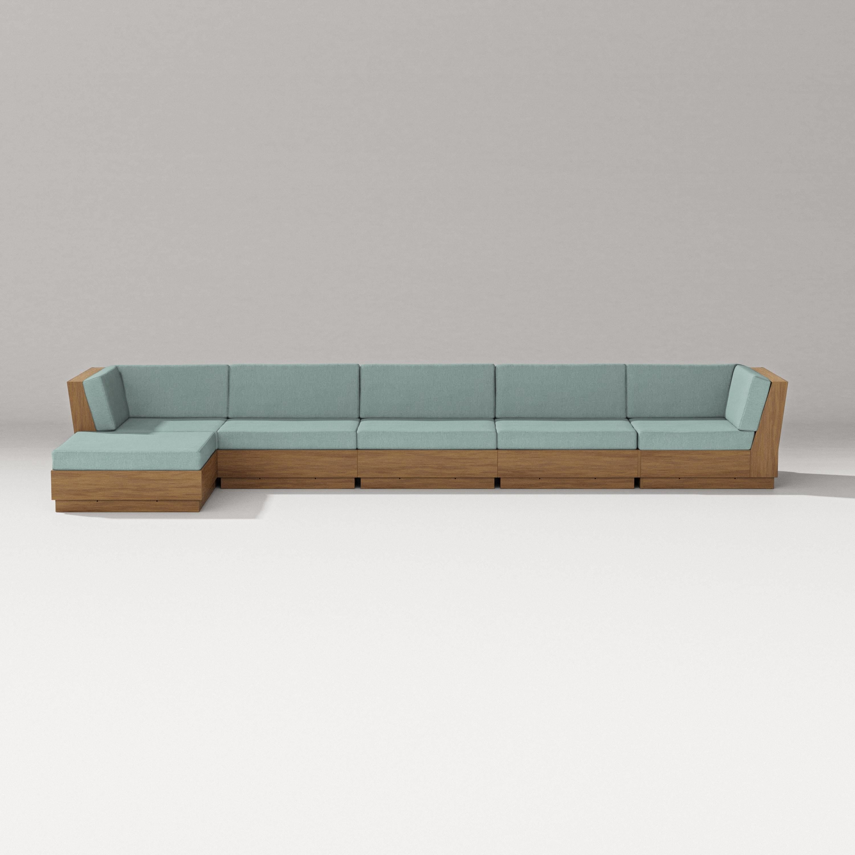 PW Designer Series Elevate 6-Piece Chaise Sectional in Natural / Glacier Spa
