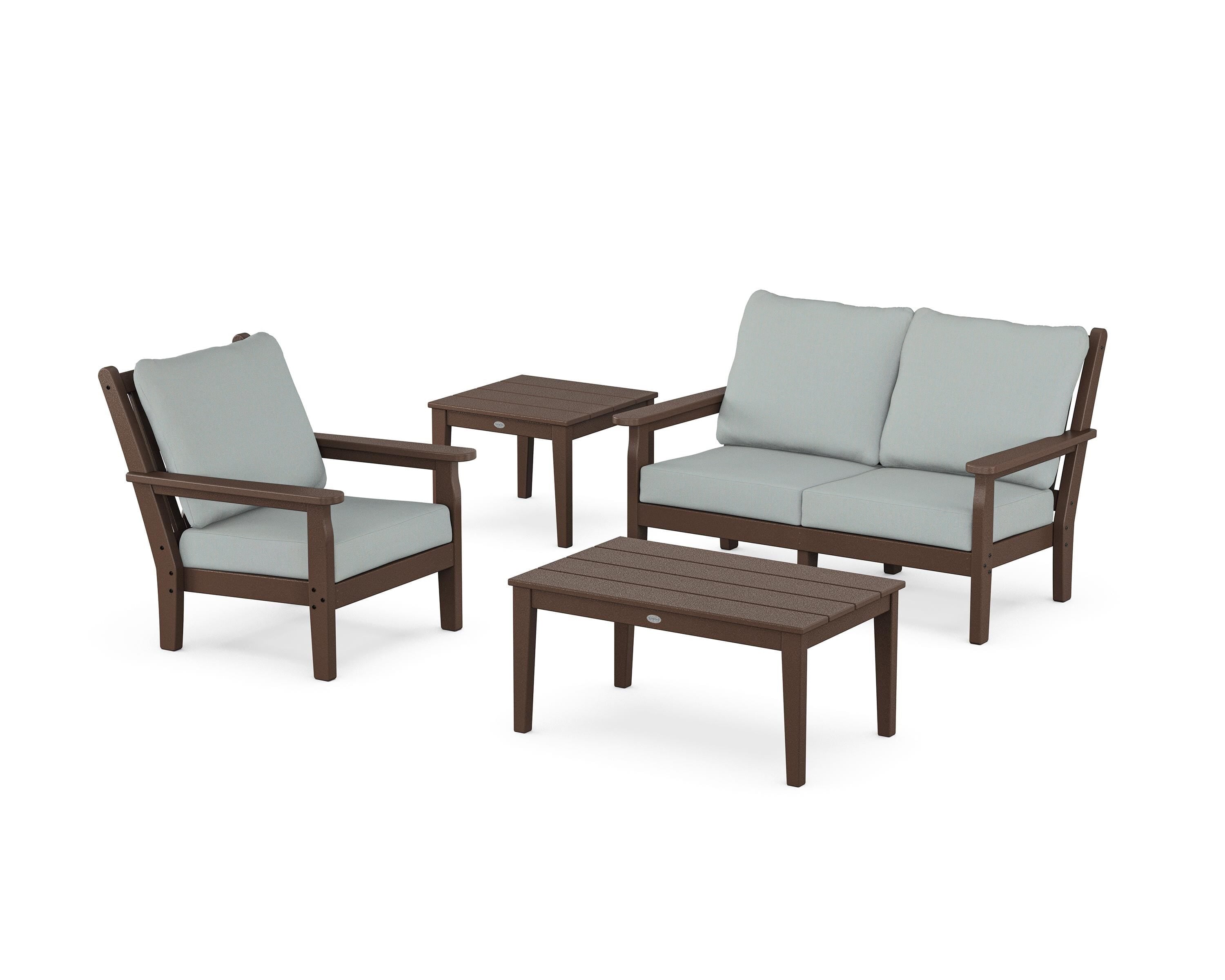 POLYWOOD Chippendale 4-Piece Deep Seating Set in Mahogany / Spa