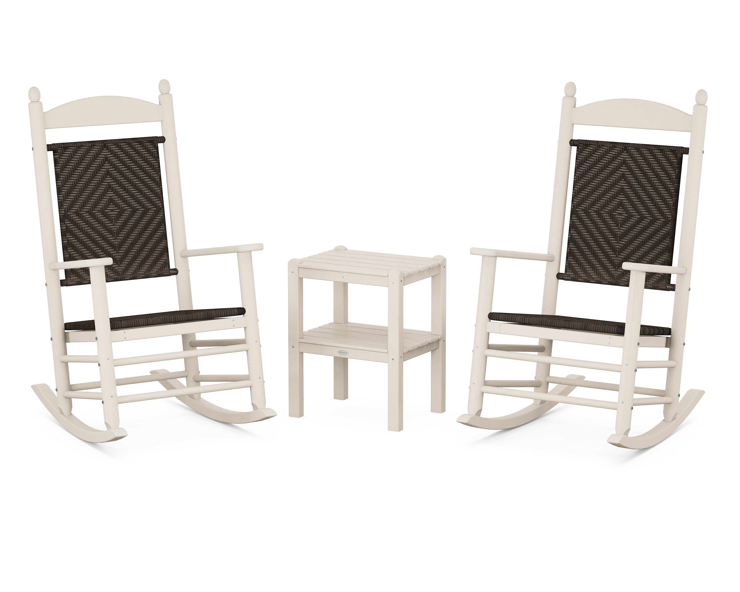 POLYWOOD® Jefferson 3-Piece Woven Rocker Set in Sand / Cahaba