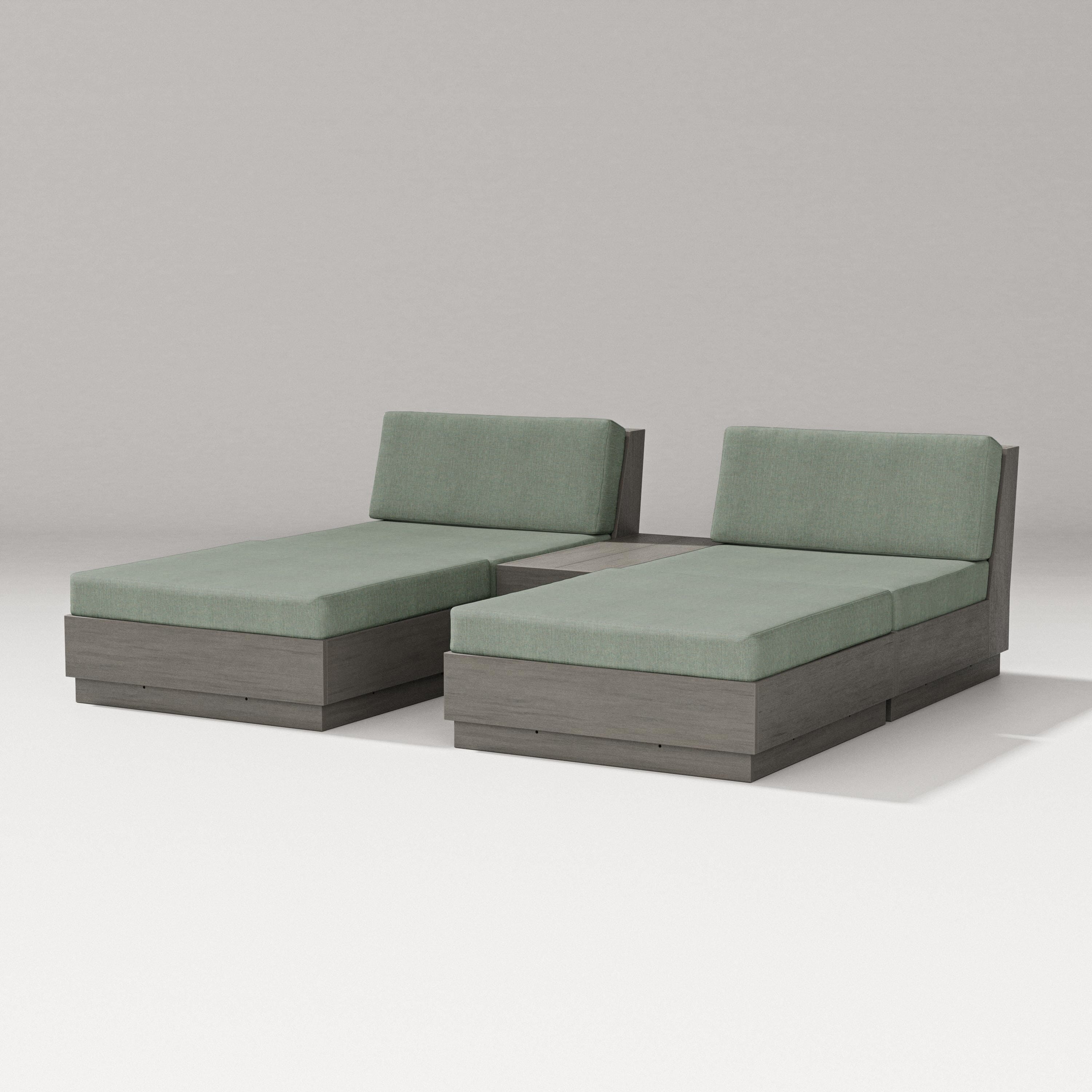 PW Designer Series Elevate Double Chaise Set in Driftwood / Cast Sage