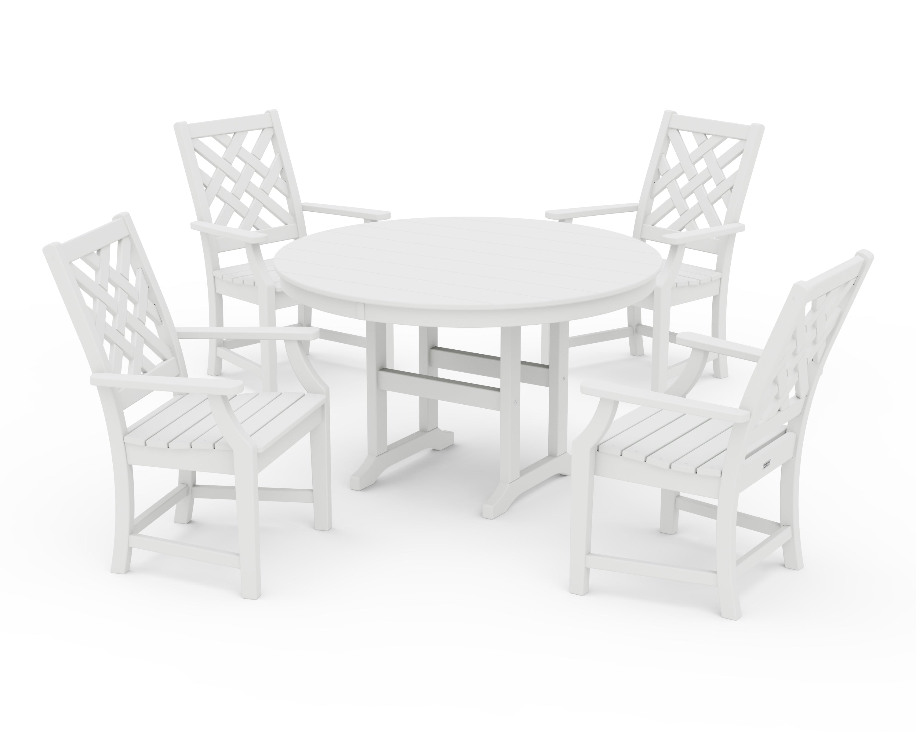 Country Living Wovendale 5-Piece Round Farmhouse Dining Set in White