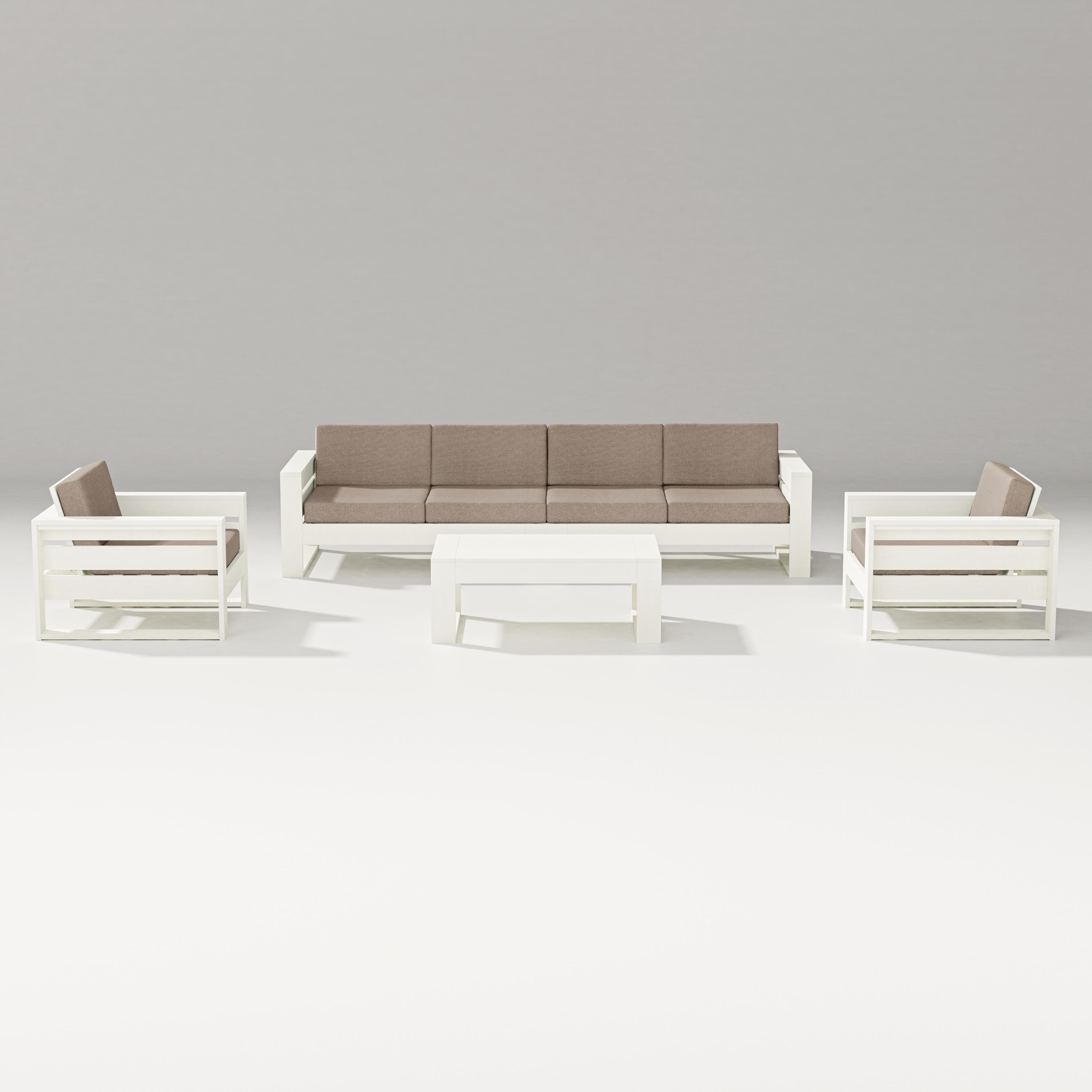 PW Designer Series Latitude 5-Piece Lounge Sofa Set in Vintage White / Spiced Burlap