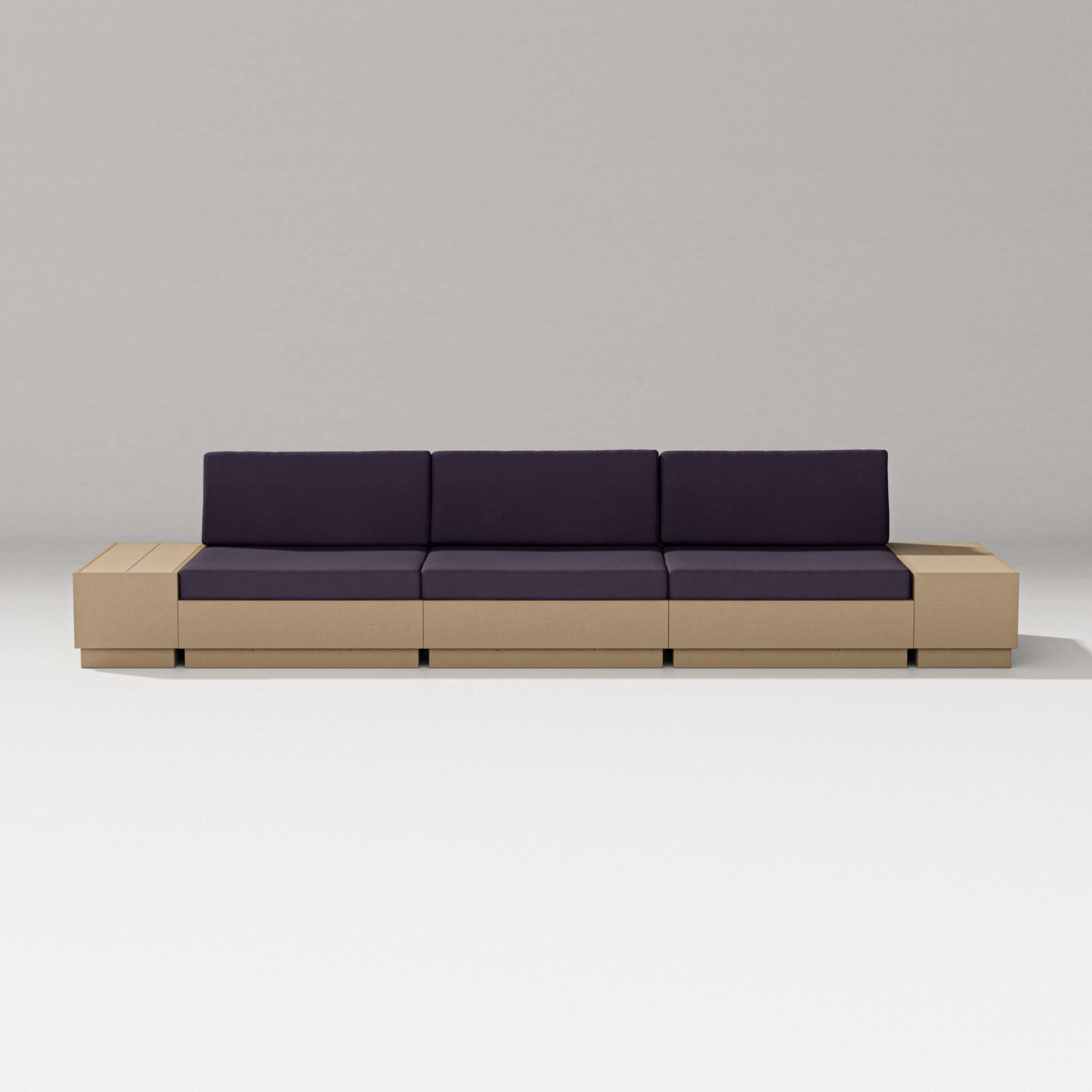PW Designer Series Elevate Straight Sectional in Vintage Sahara / Navy Linen