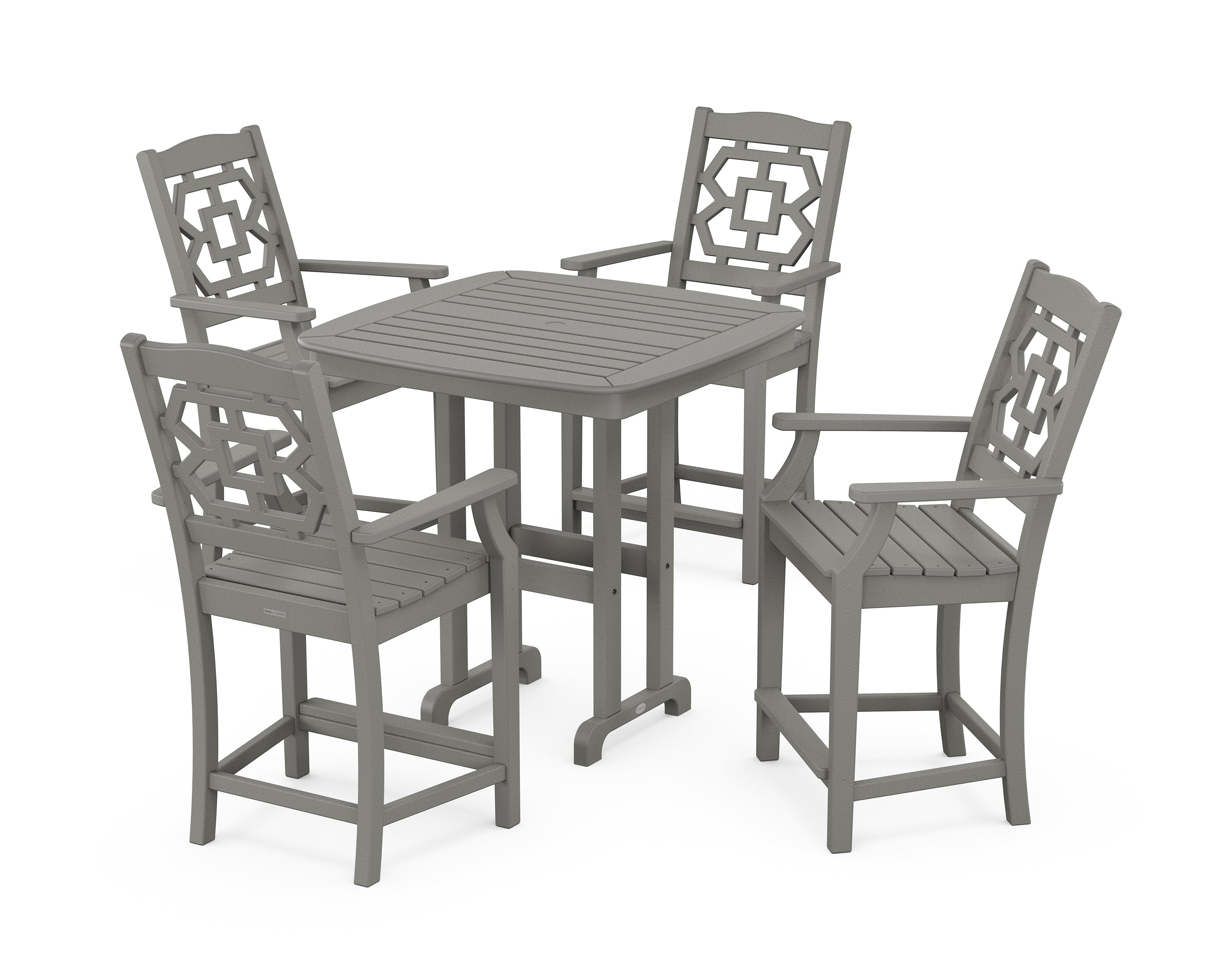 Martha Stewart by POLYWOOD® Chinoiserie 5-Piece Counter Set in Slate Grey