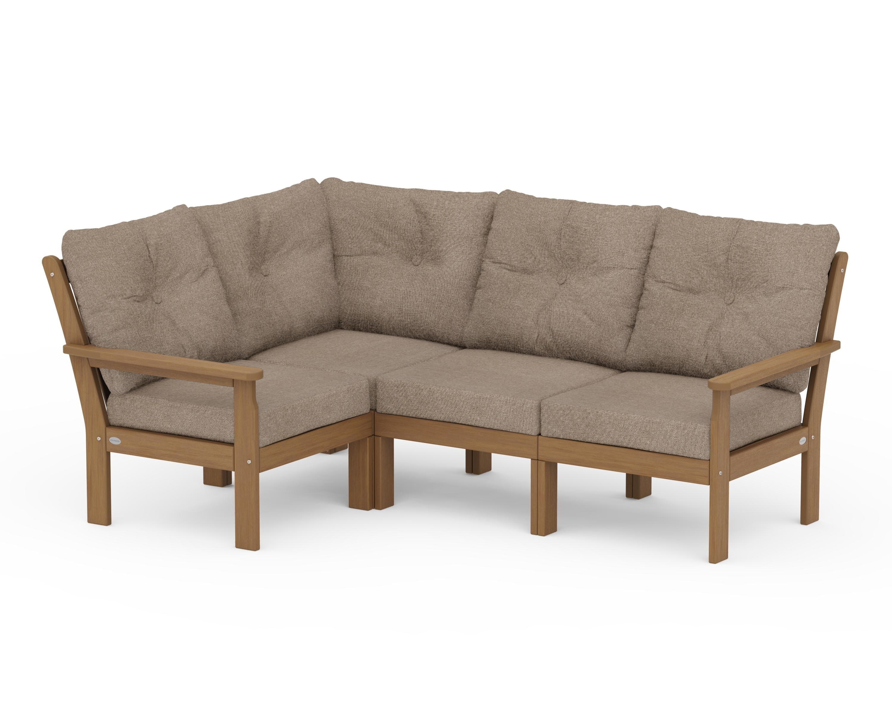 POLYWOOD Vineyard 4-Piece Sectional in Natural / Spiced Burlap