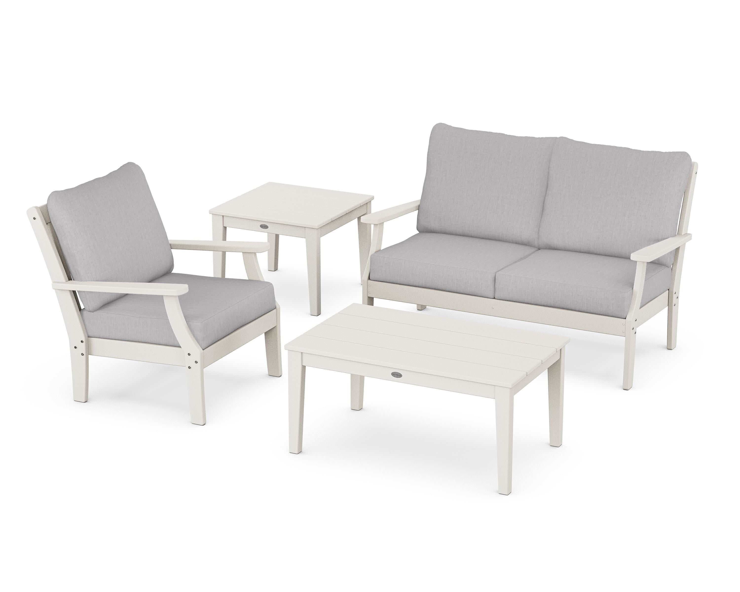 POLYWOOD Braxton 4-Piece Deep Seating Set in Sand / Granite