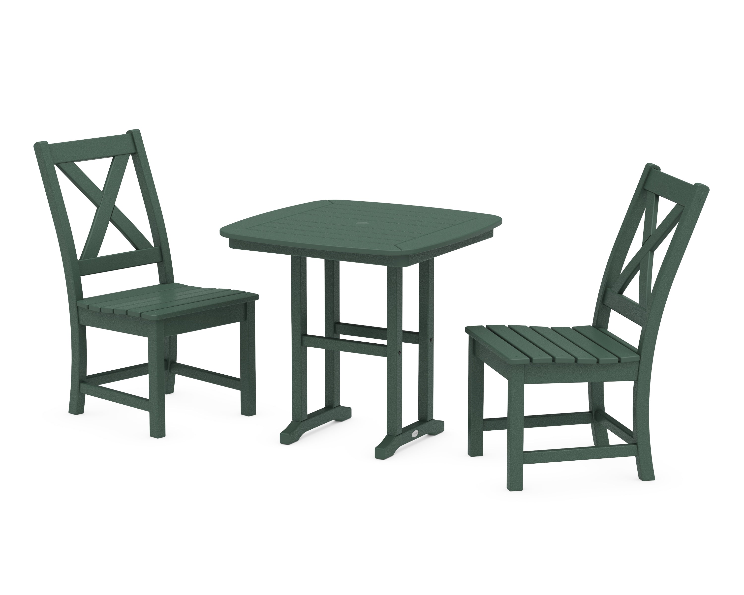 POLYWOOD Braxton Side Chair 3-Piece Dining Set in Green