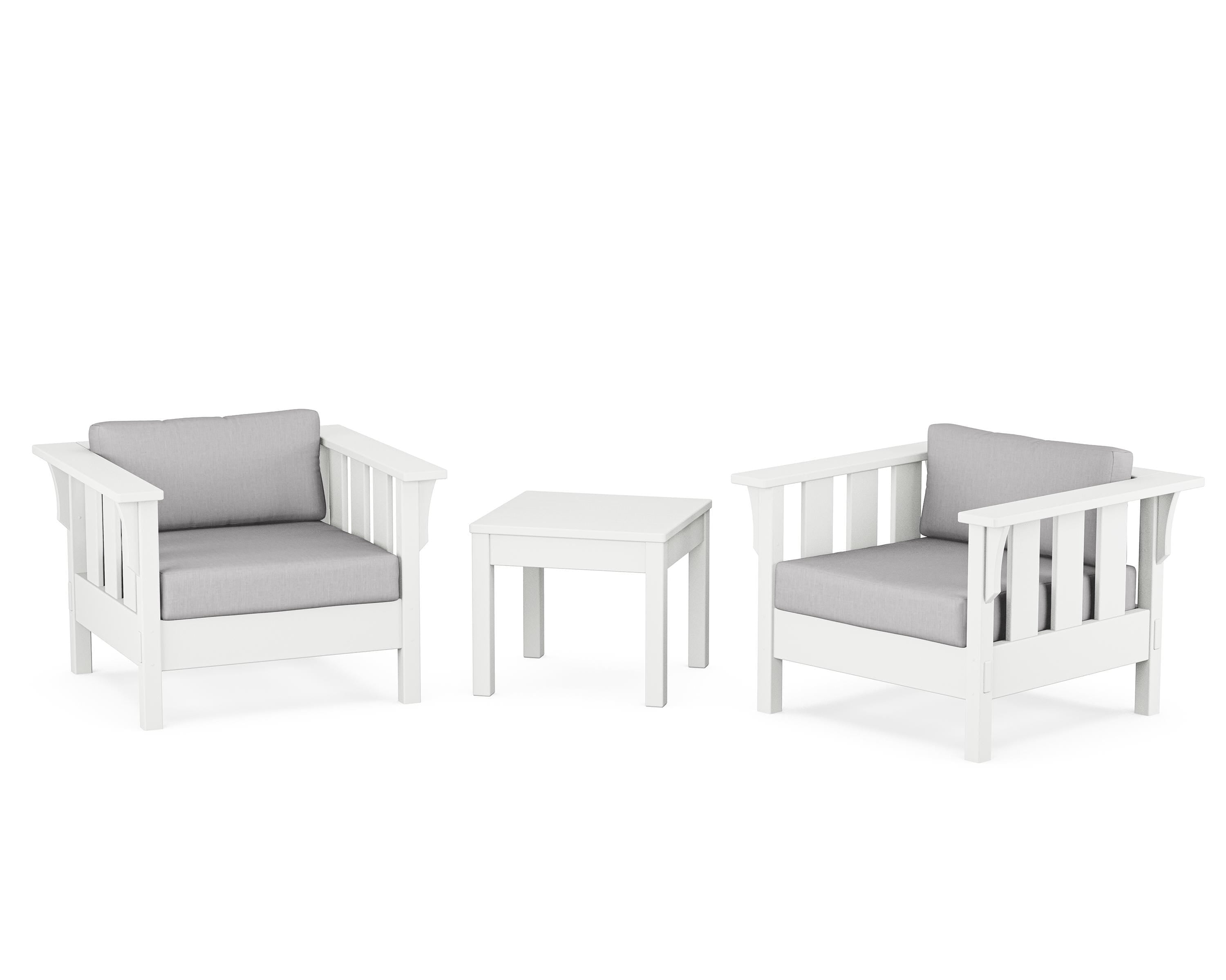 Martha Stewart by POLYWOOD Acadia 3-Piece Deep Seating Set in White / Granite