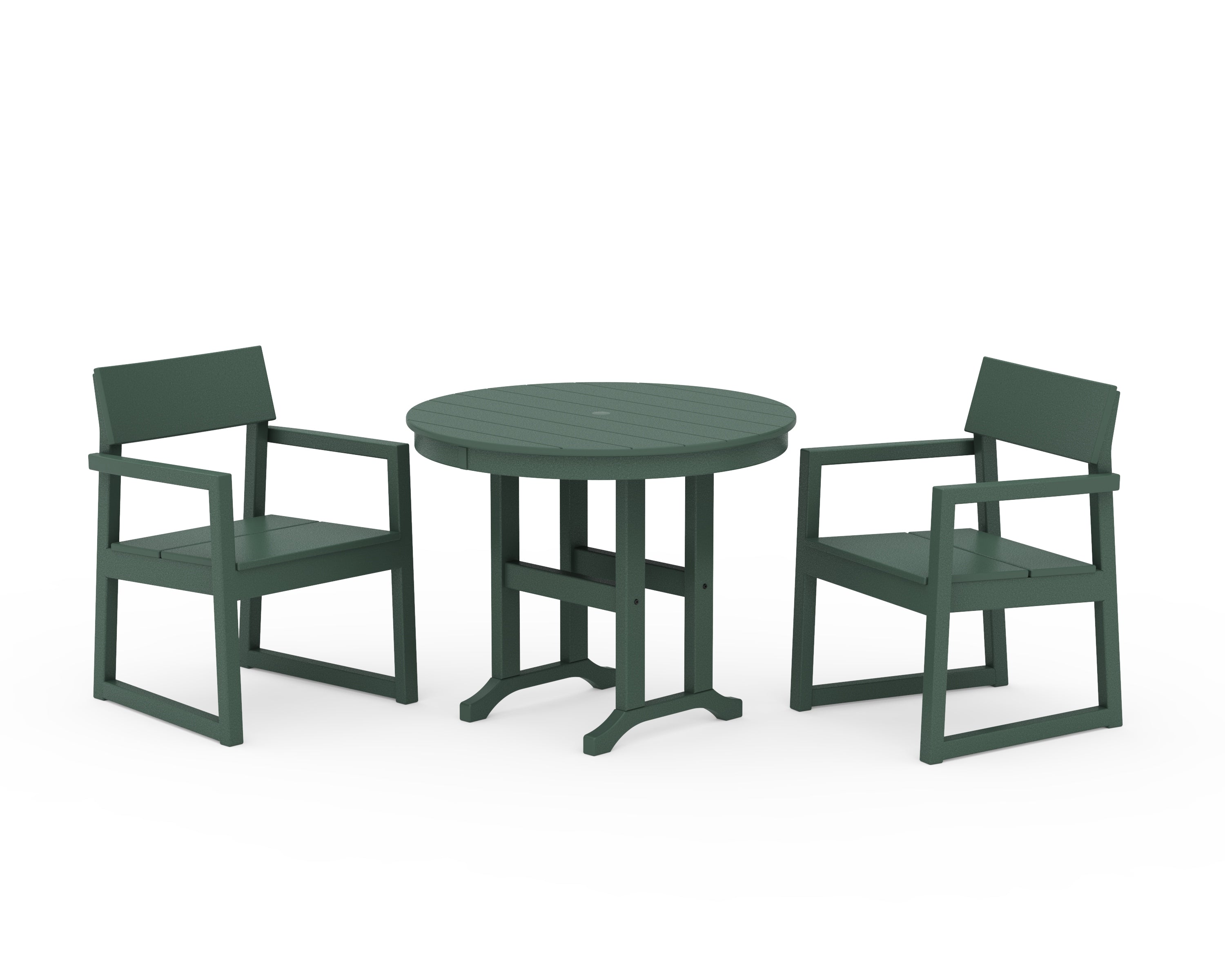 POLYWOOD EDGE 3-Piece Round Dining Set in Green