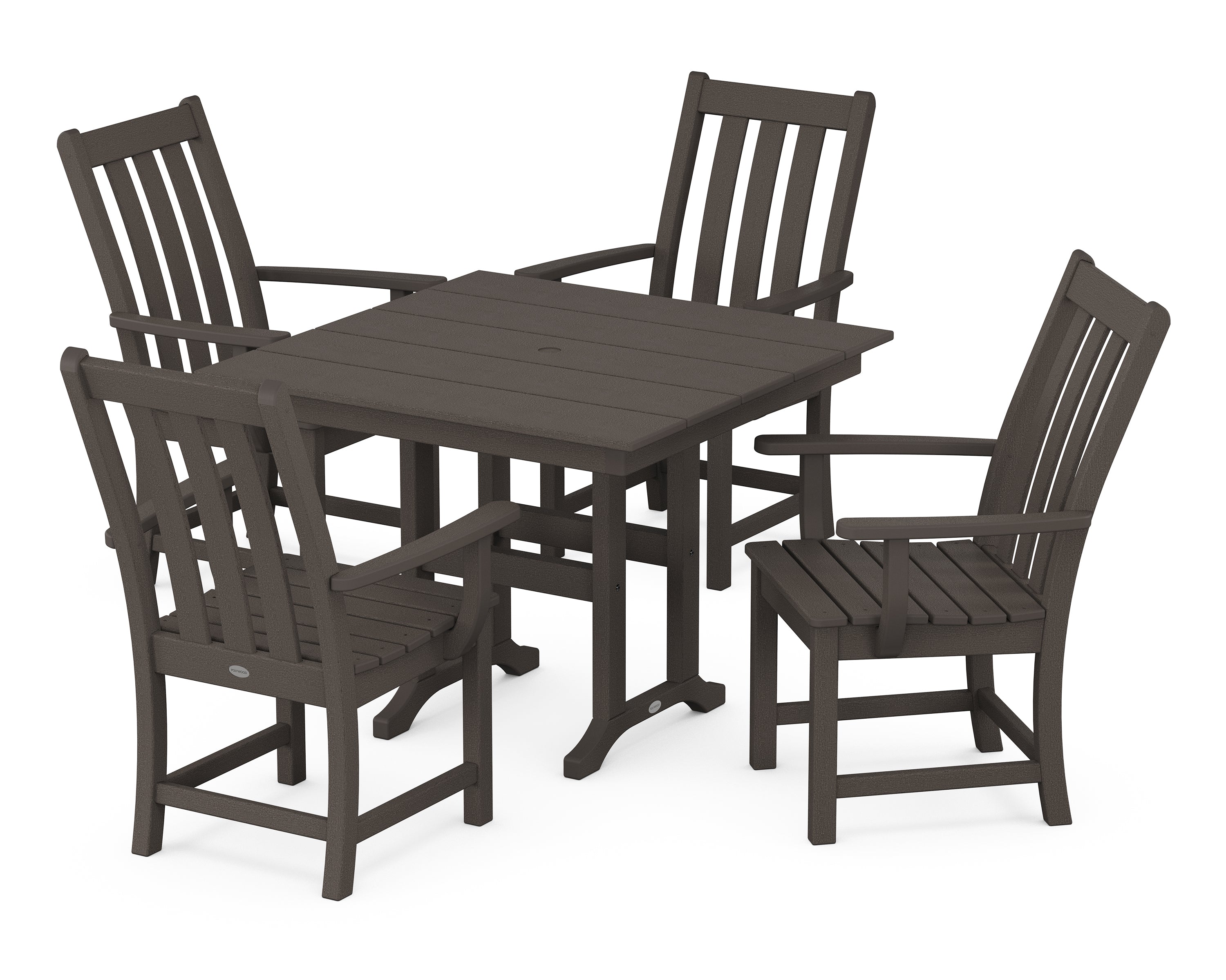 POLYWOOD® Vineyard 5-Piece Farmhouse Dining Set in Vintage Coffee