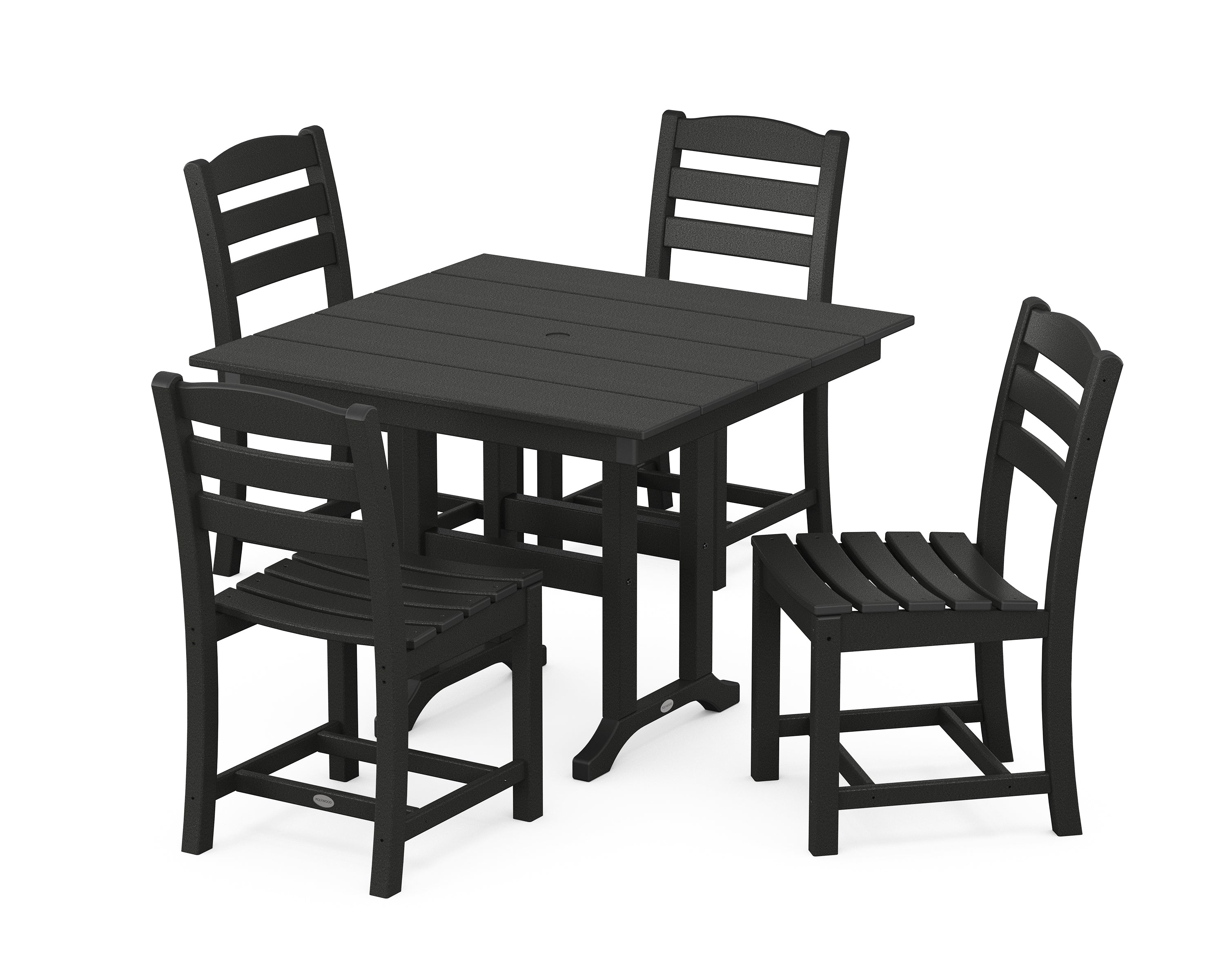 POLYWOOD La Casa Café Side Chair 5-Piece Farmhouse Dining Set in Black
