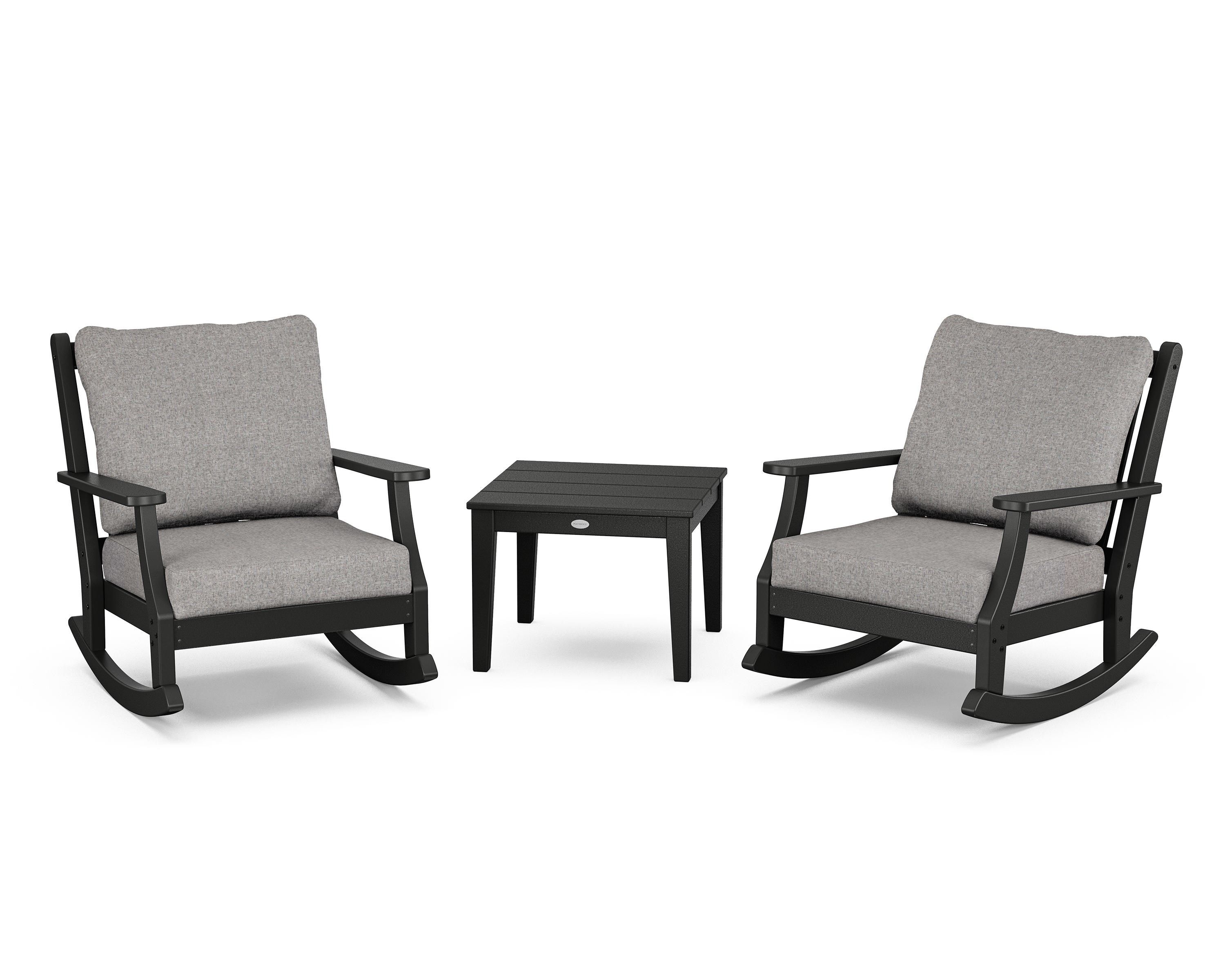 Country Living Wovendale 3-Piece Deep Seating Rocker Set in Black / Grey Mist