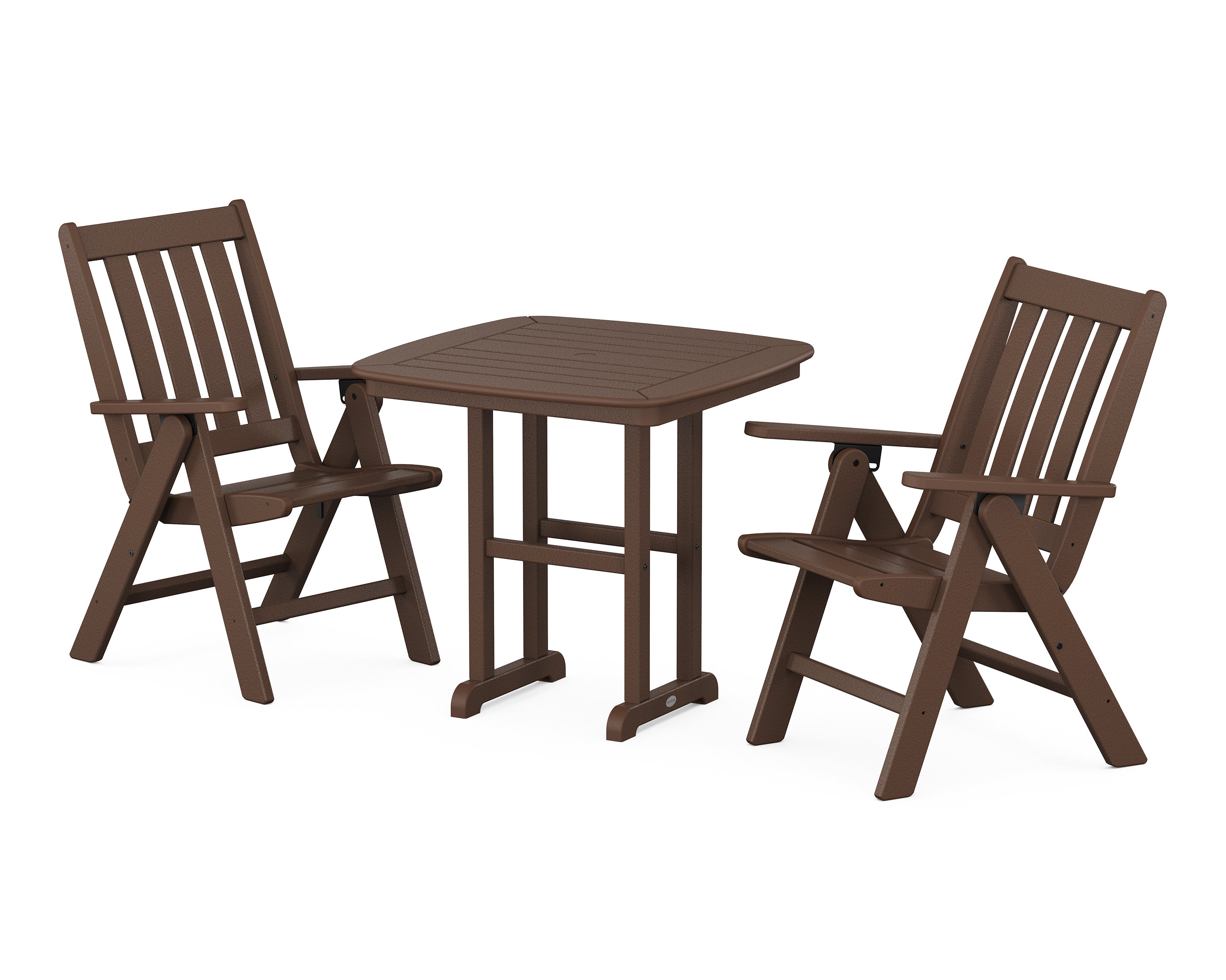 POLYWOOD® Vineyard Folding Chair 3-Piece Dining Set in Mahogany