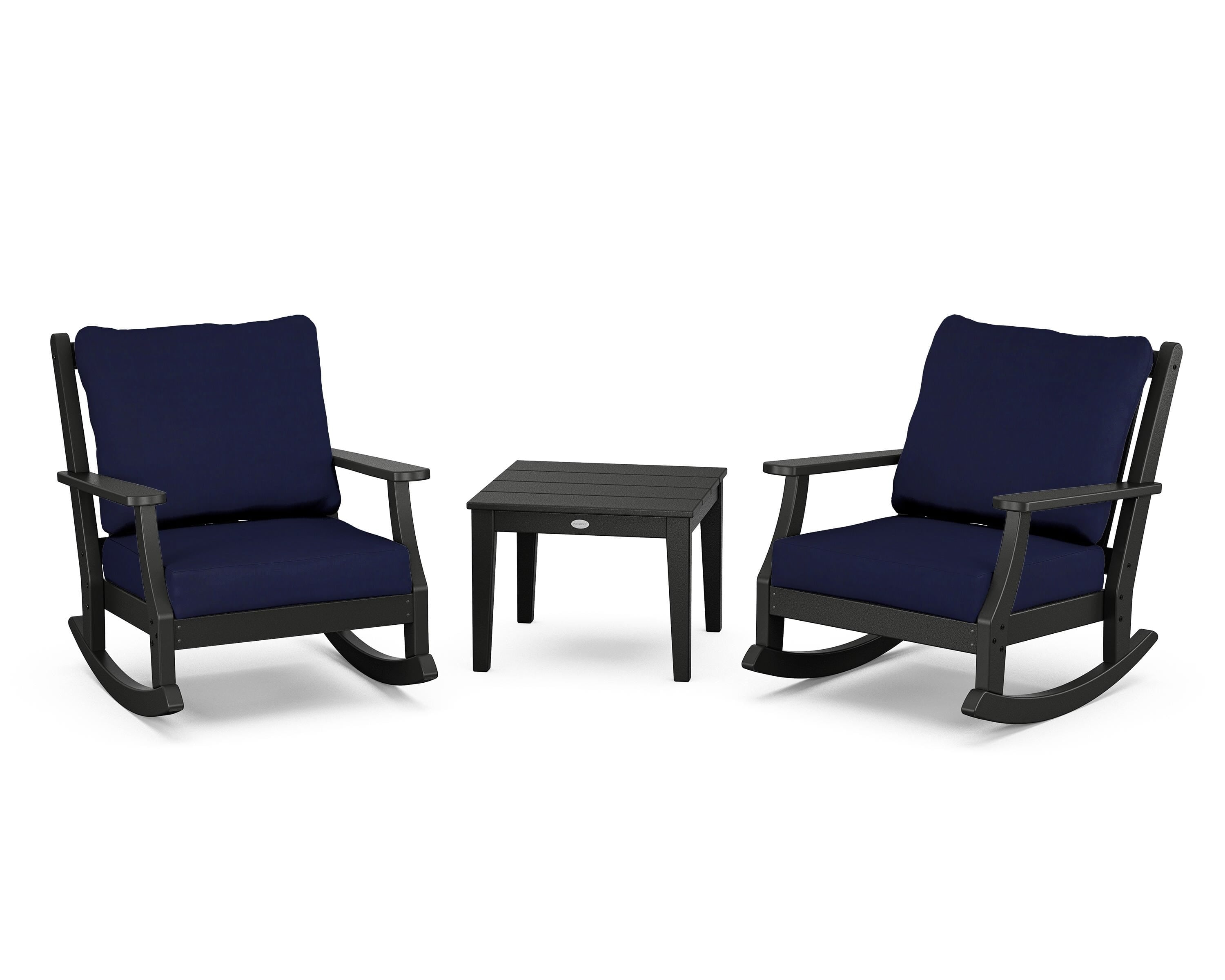 Country Living Wovendale 3-Piece Deep Seating Rocker Set in Black / Navy