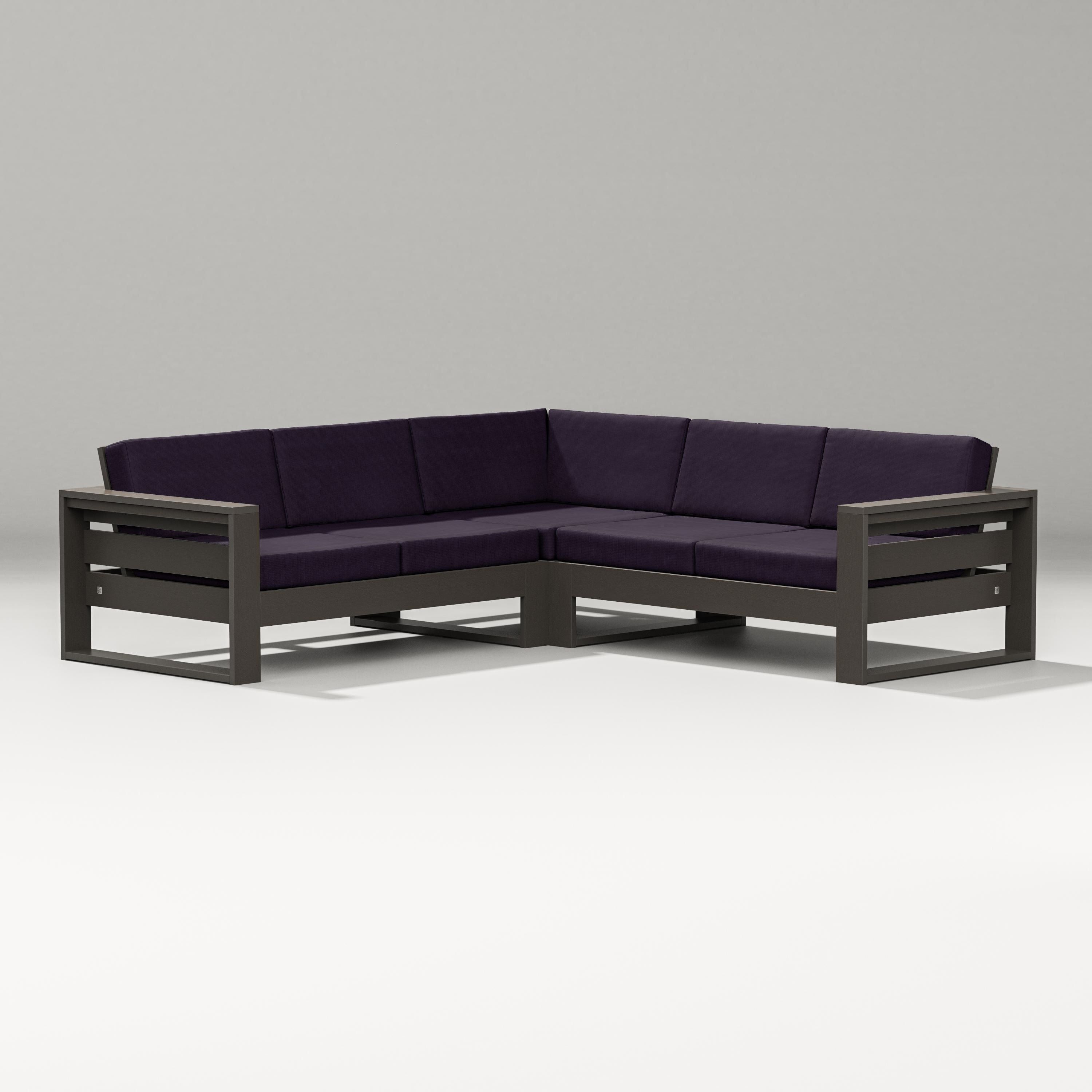 PW Designer Series Latitude Corner Sectional in Vintage Coffee / Navy Linen
