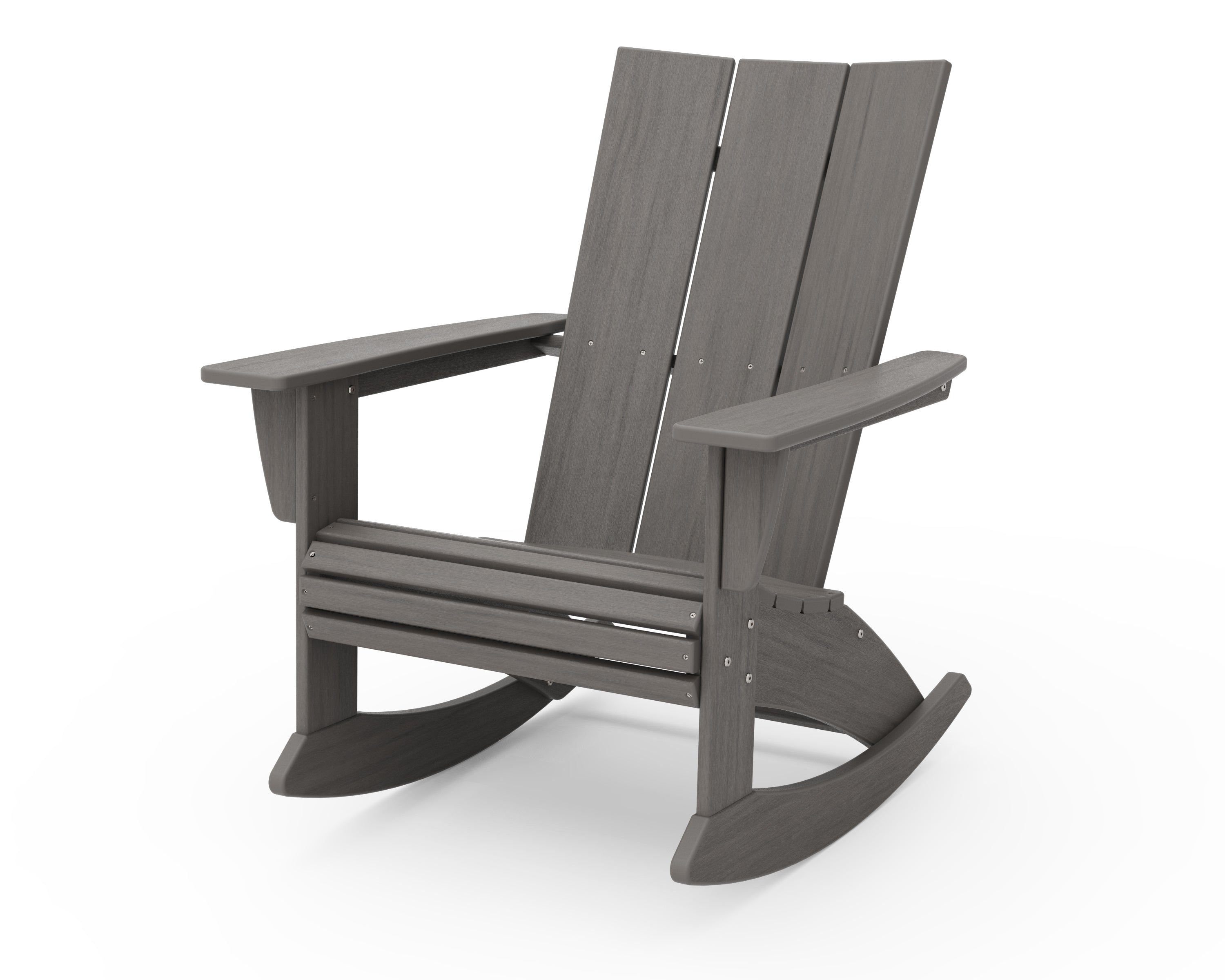 POLYWOOD Modern Curveback Adirondack Rocking Chair in Driftwood