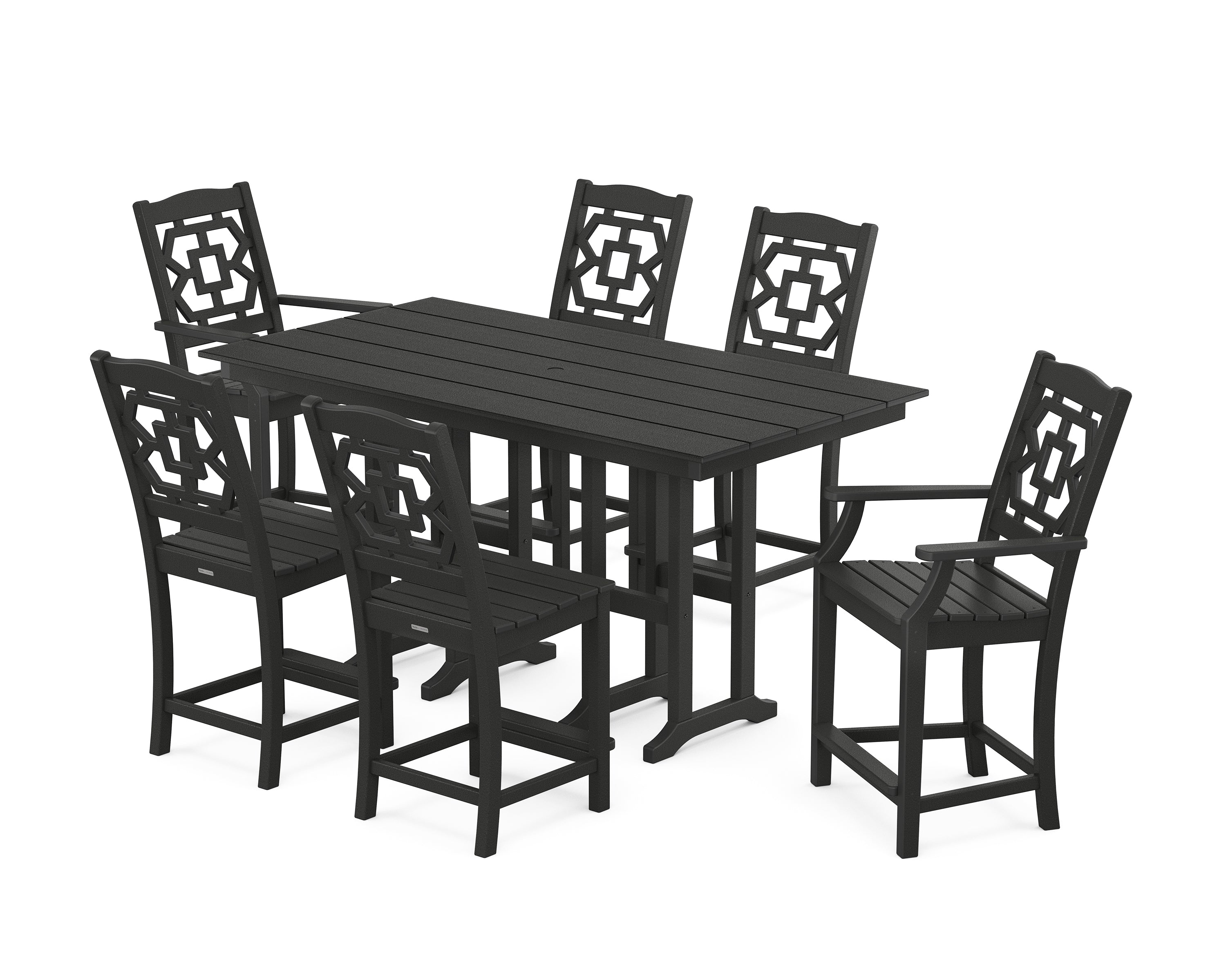 Martha Stewart by POLYWOOD® Chinoiserie 7-Piece Farmhouse Counter Set in Black