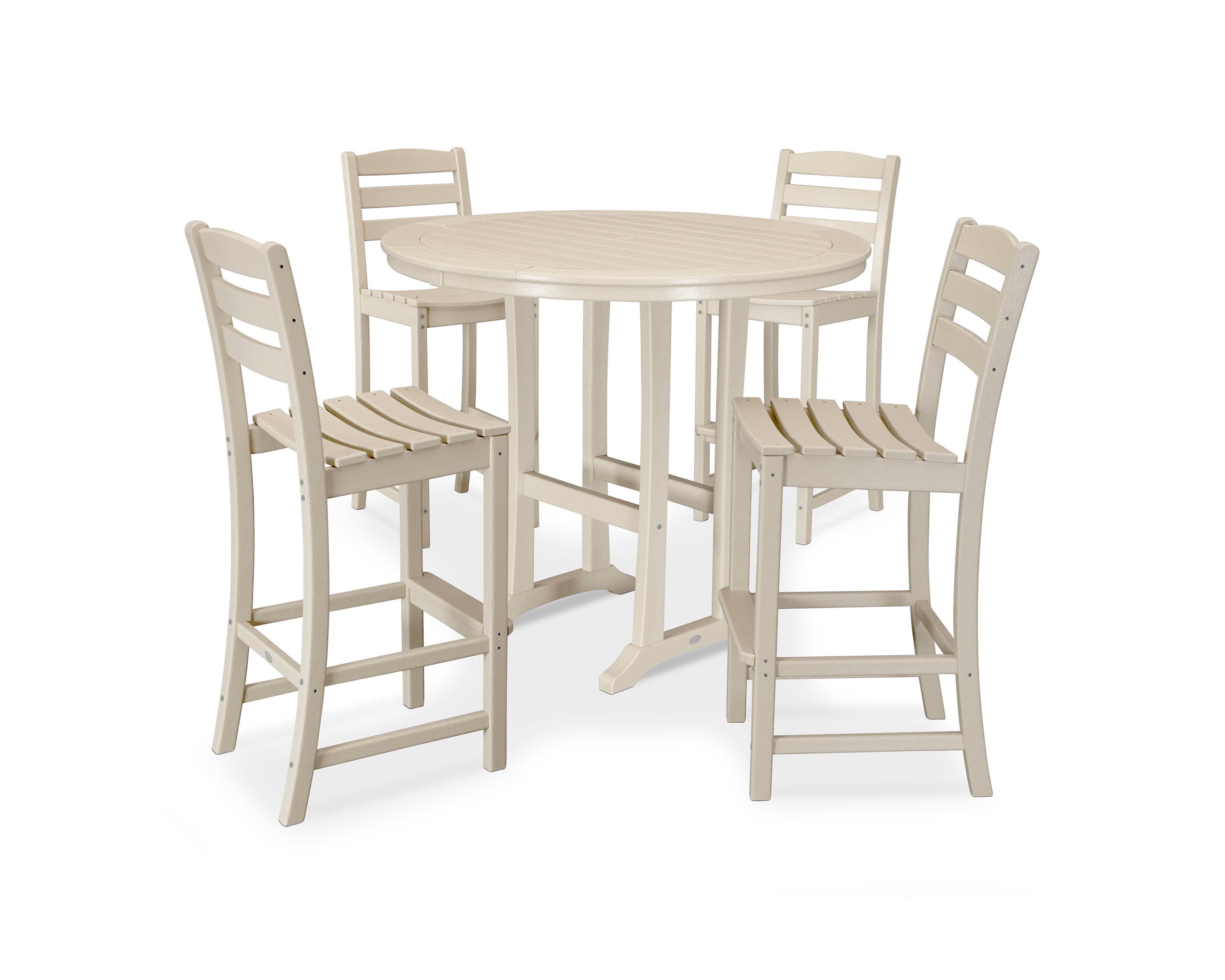 POLYWOOD® La Casa Café 5-Piece Side Chair Bar Dining Set in Sand