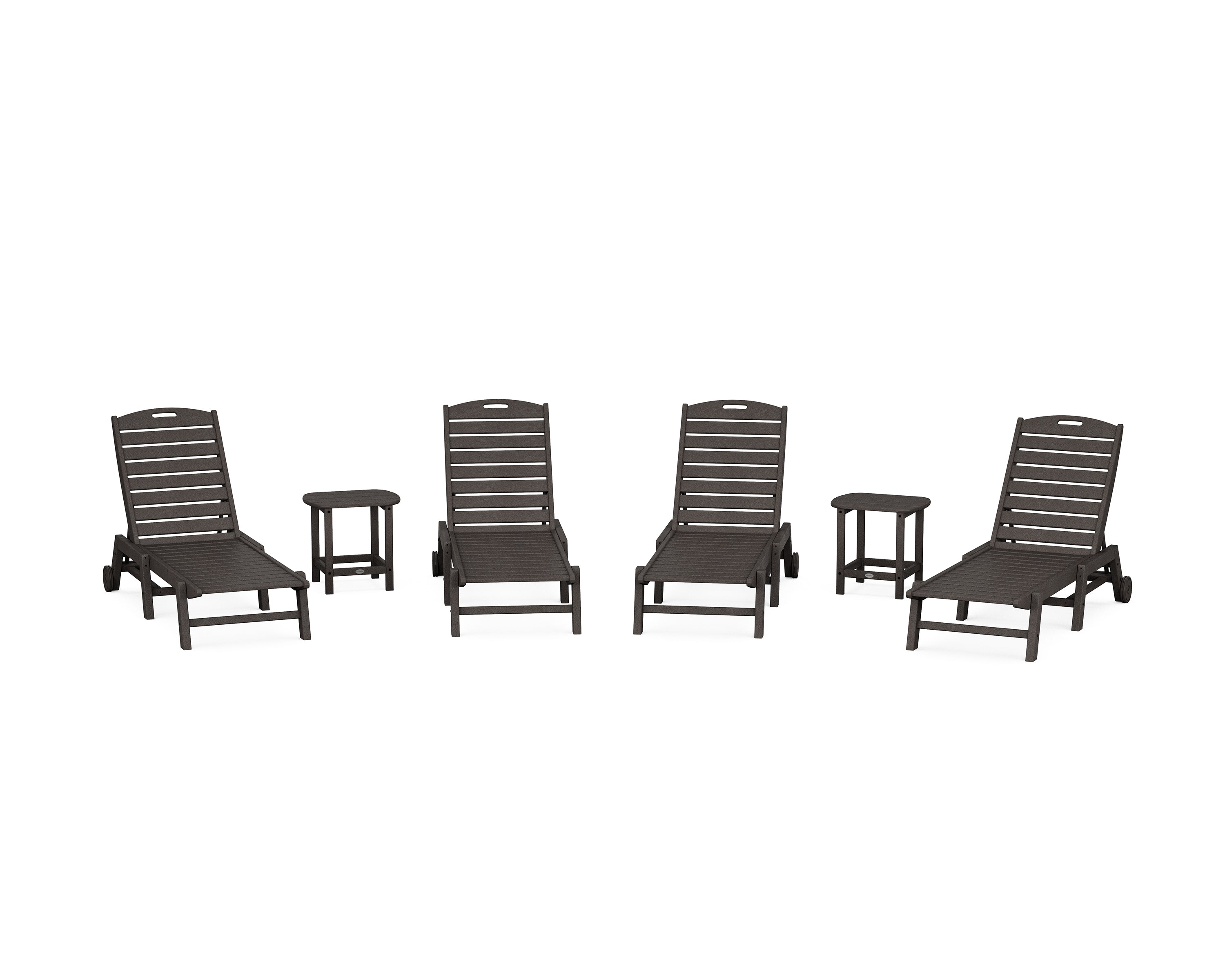 POLYWOOD Nautical Chaise 6-Piece Set with Wheels in Vintage Coffee