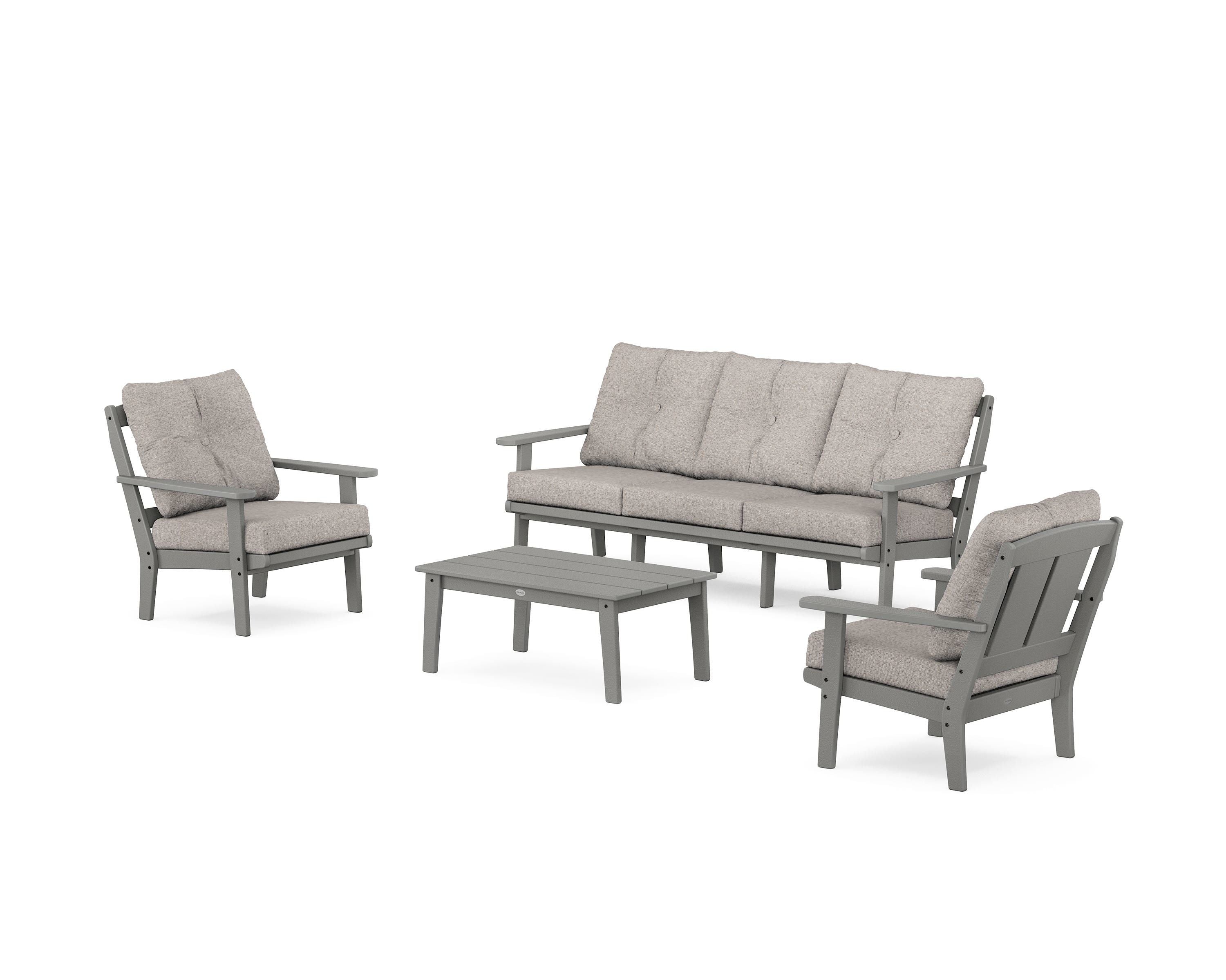 POLYWOOD Mission 4-Piece Deep Seating Set with Sofa in Slate Grey / Weathered Tweed