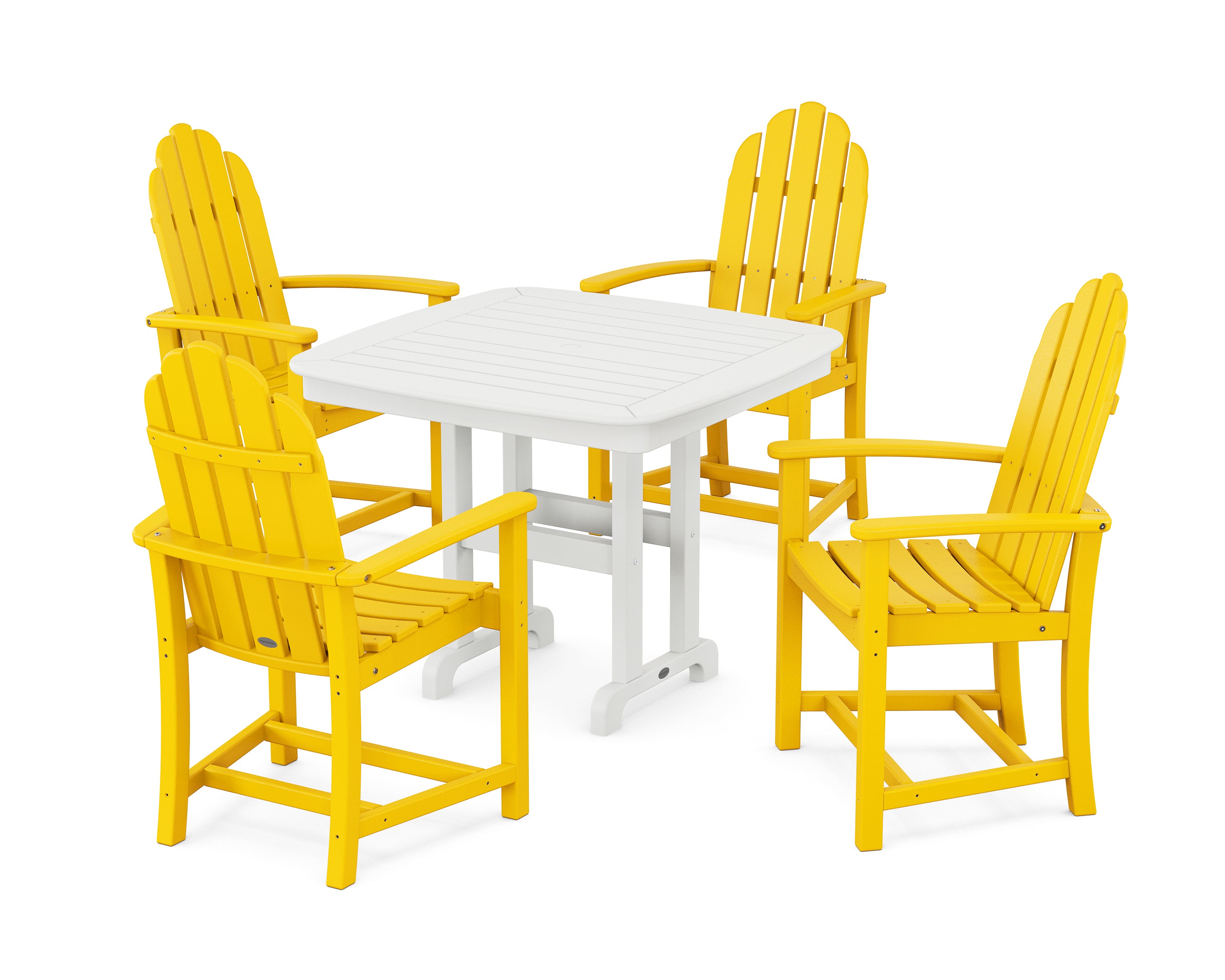 POLYWOOD® Classic Adirondack 5-Piece Dining Set in Lemon / White