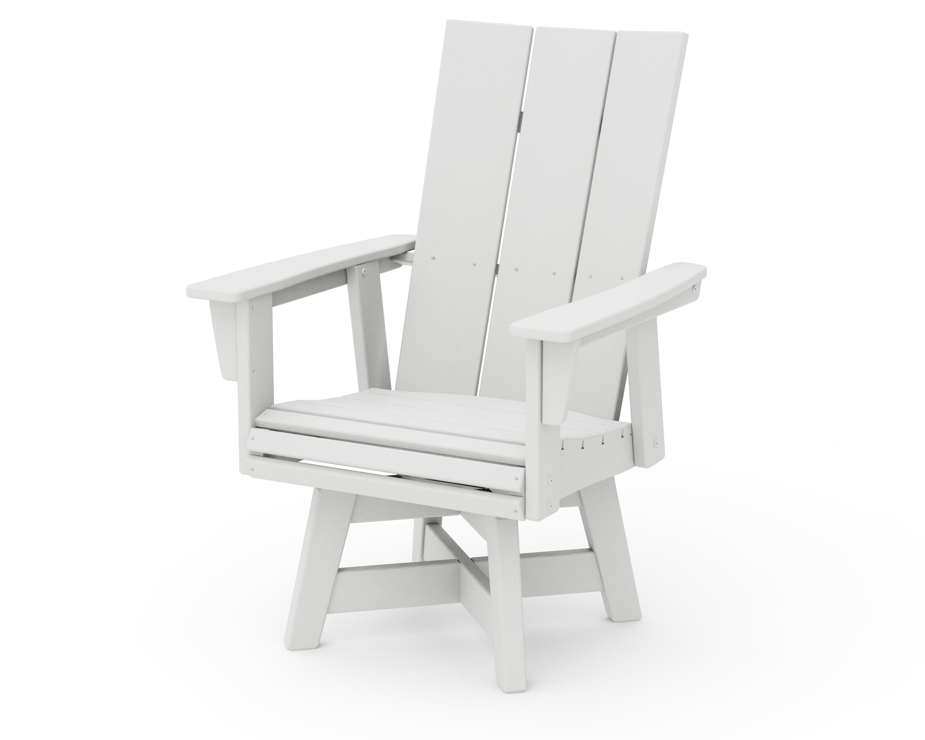 POLYWOOD Modern Curveback Adirondack Swivel Dining Chair in Vintage White