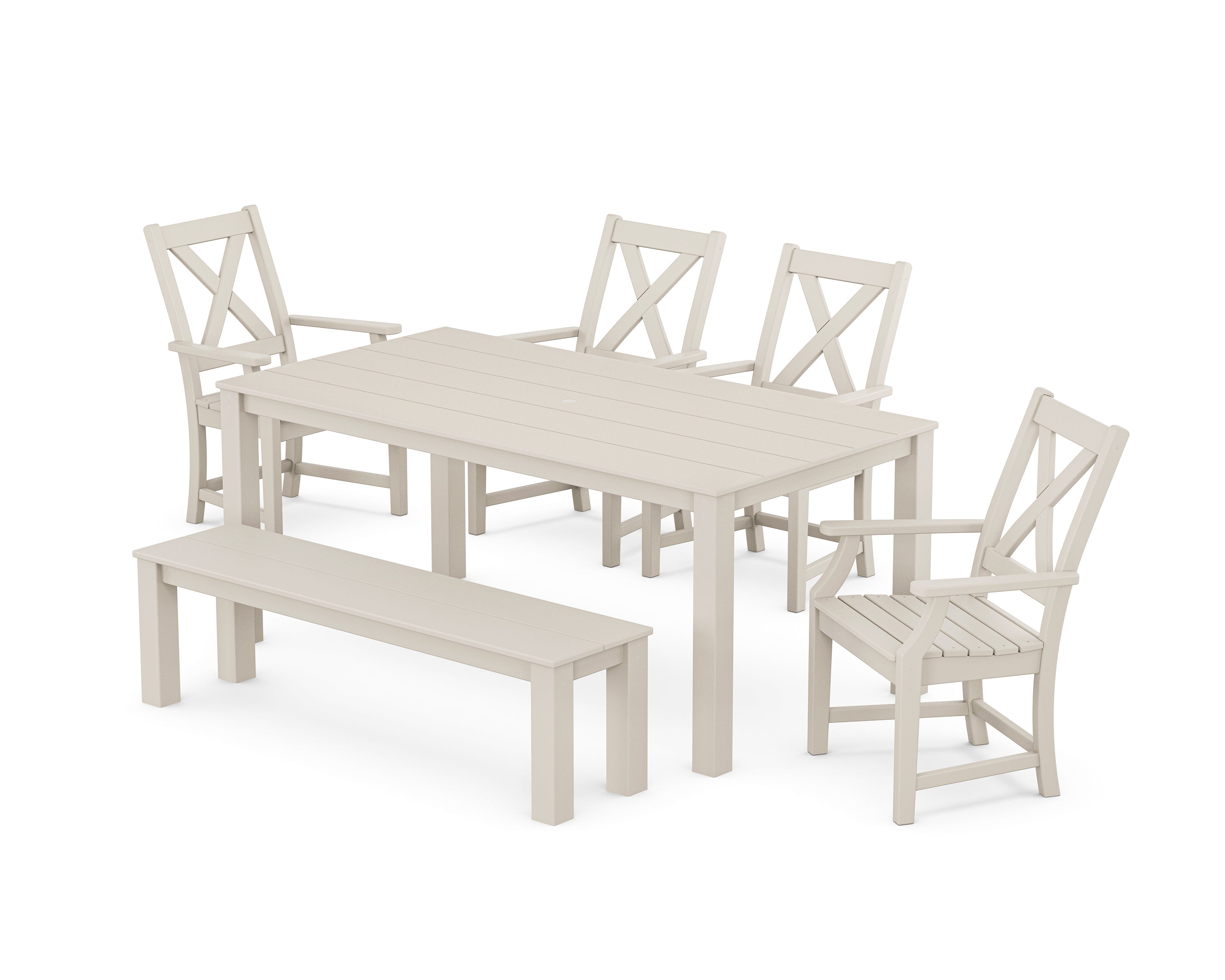 POLYWOOD® Braxton 6-Piece Parsons Dining Set with Bench in Sand