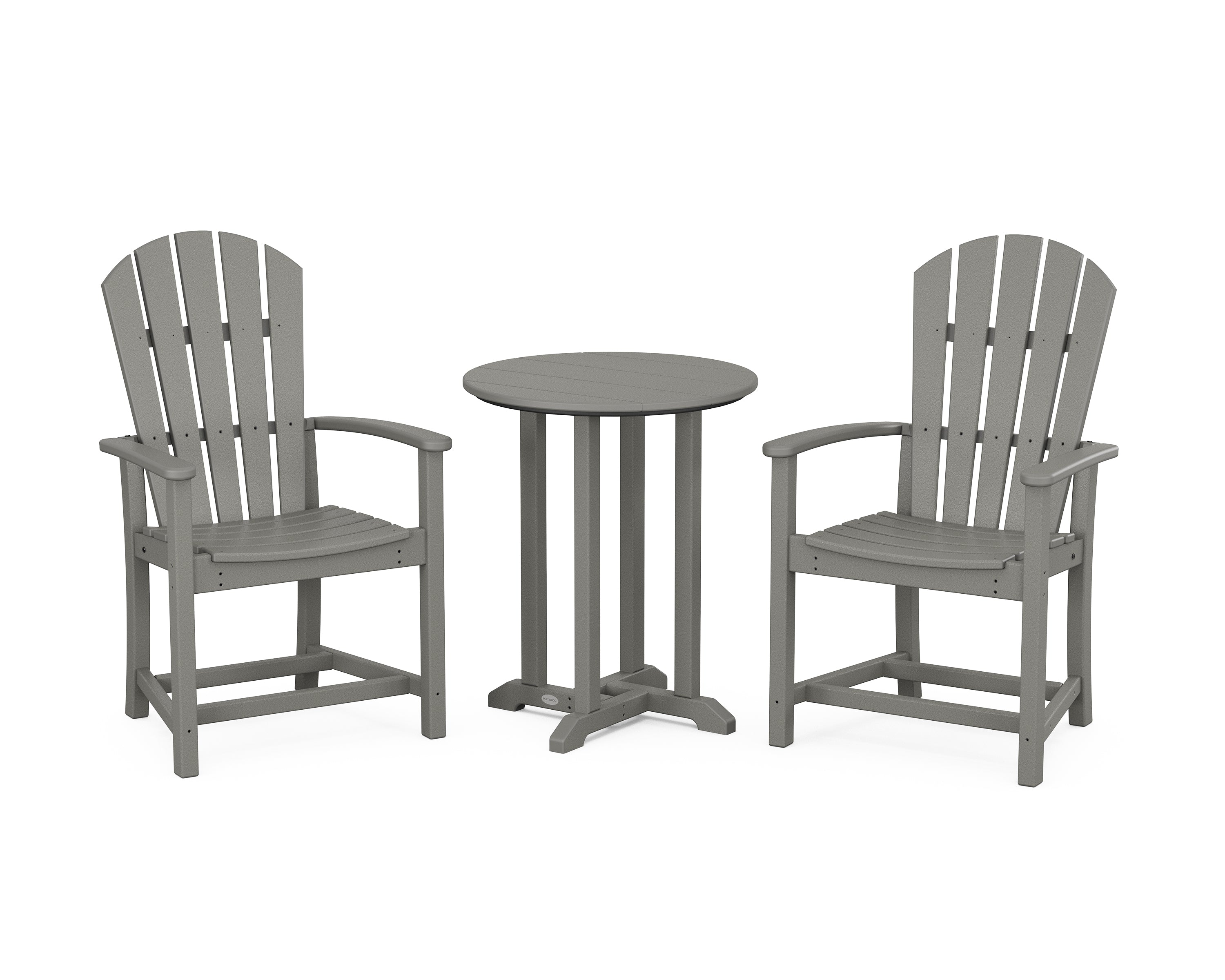 POLYWOOD Palm Coast 3-Piece Round Farmhouse Bistro Dining Set in Slate Grey