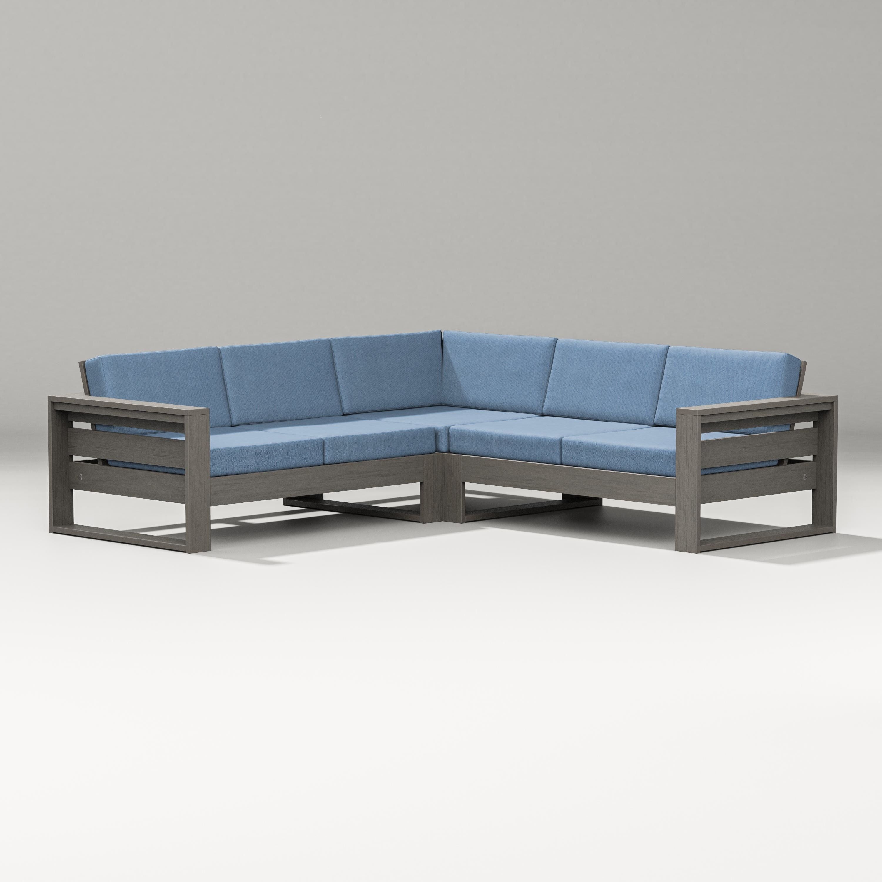PW Designer Series Latitude Corner Sectional in Driftwood / Sky Blue