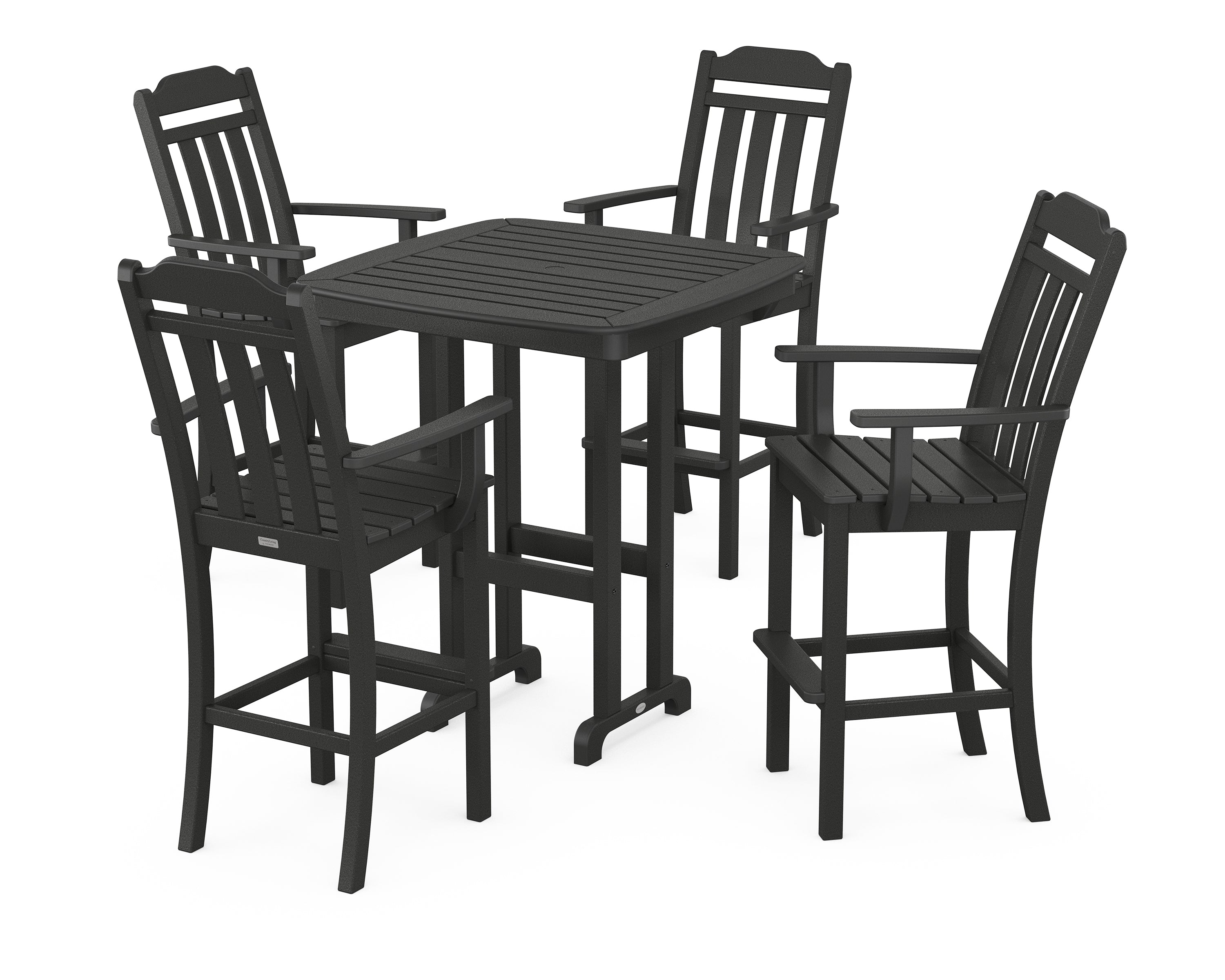 POLYWOOD Country Living 5-Piece Bar Set in Black