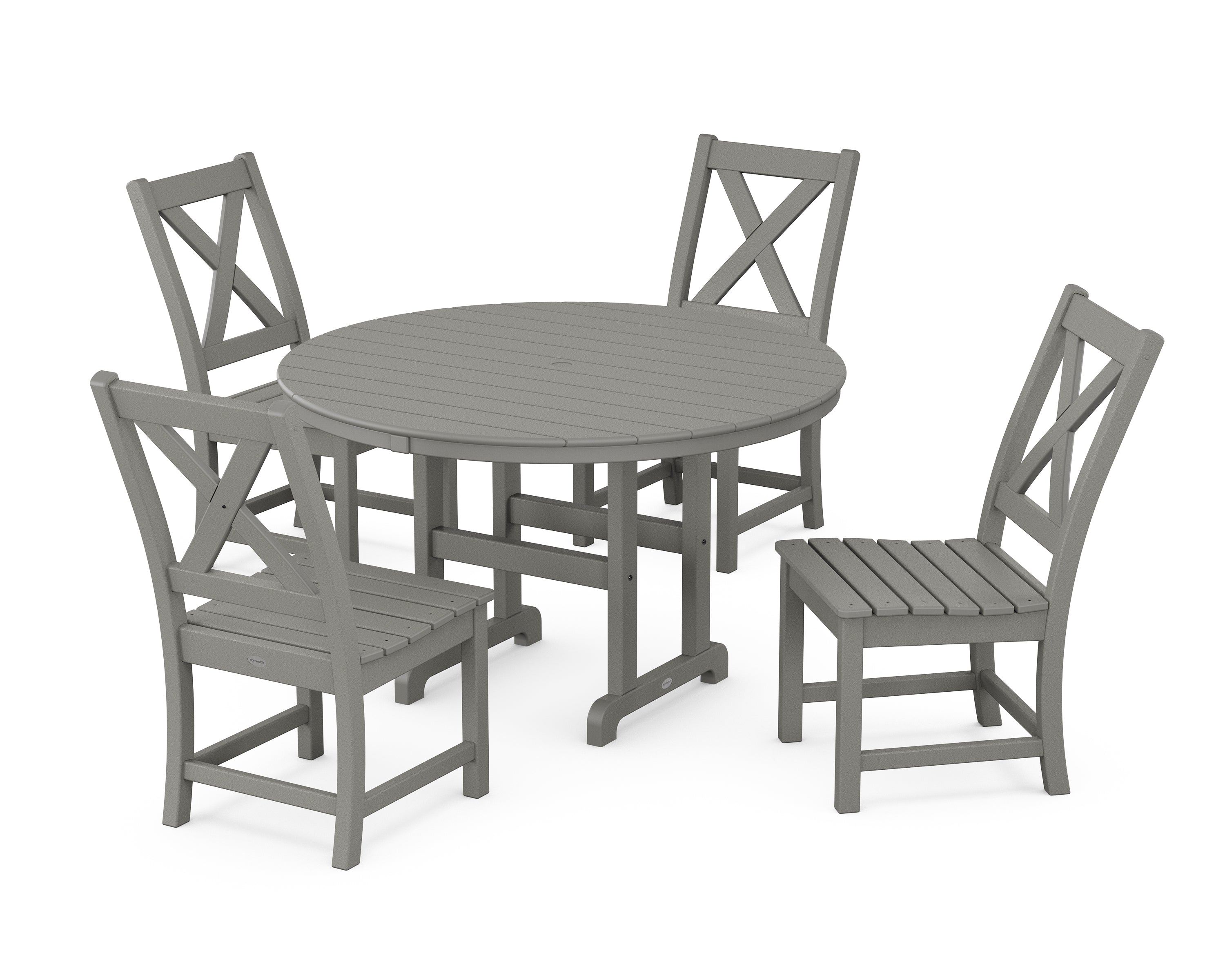 POLYWOOD® Braxton Side Chair 5-Piece Round Dining Set in Slate Grey