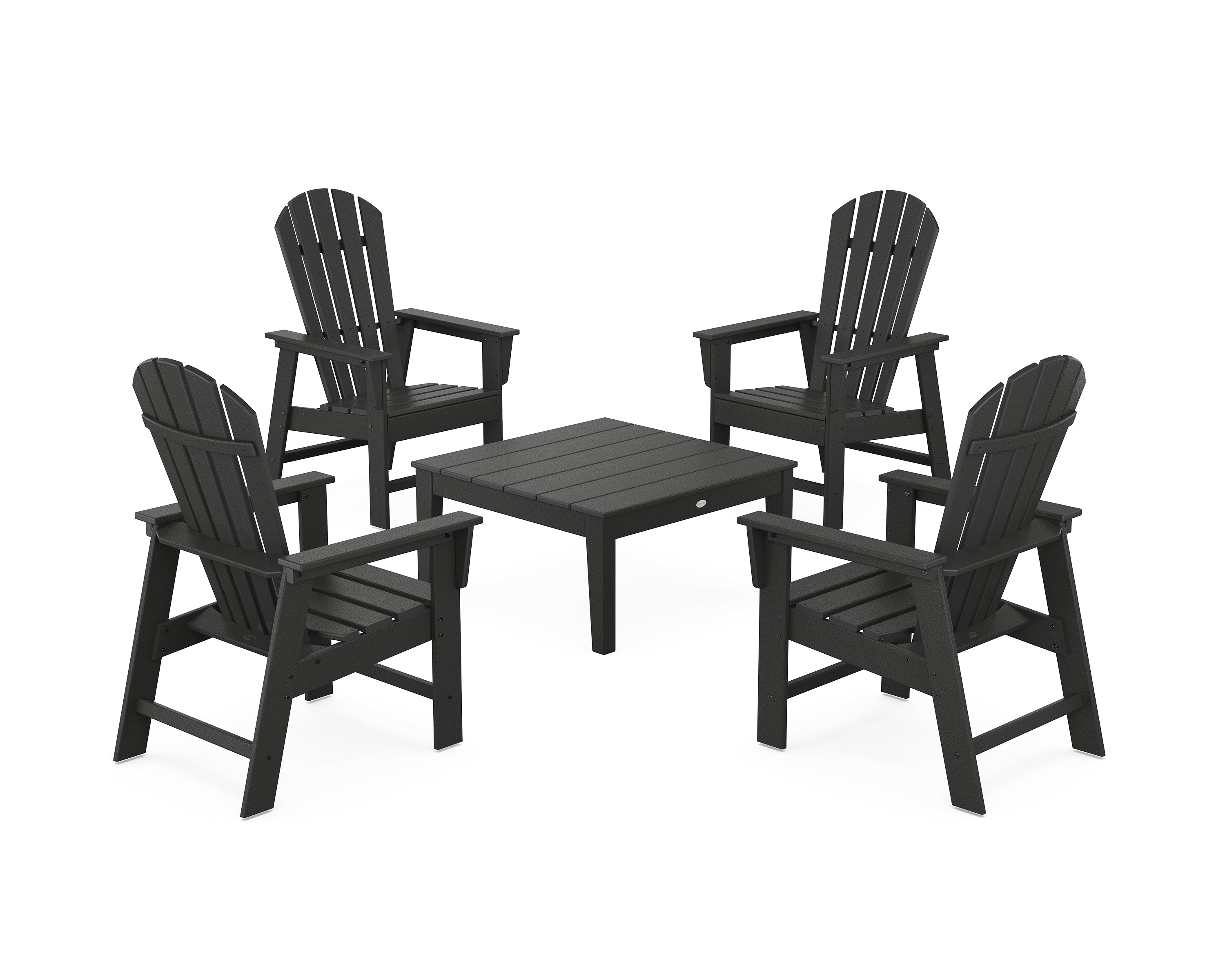 POLYWOOD® 5-Piece South Beach Casual Chair Conversation Set with 36" Conversation Table in Black
