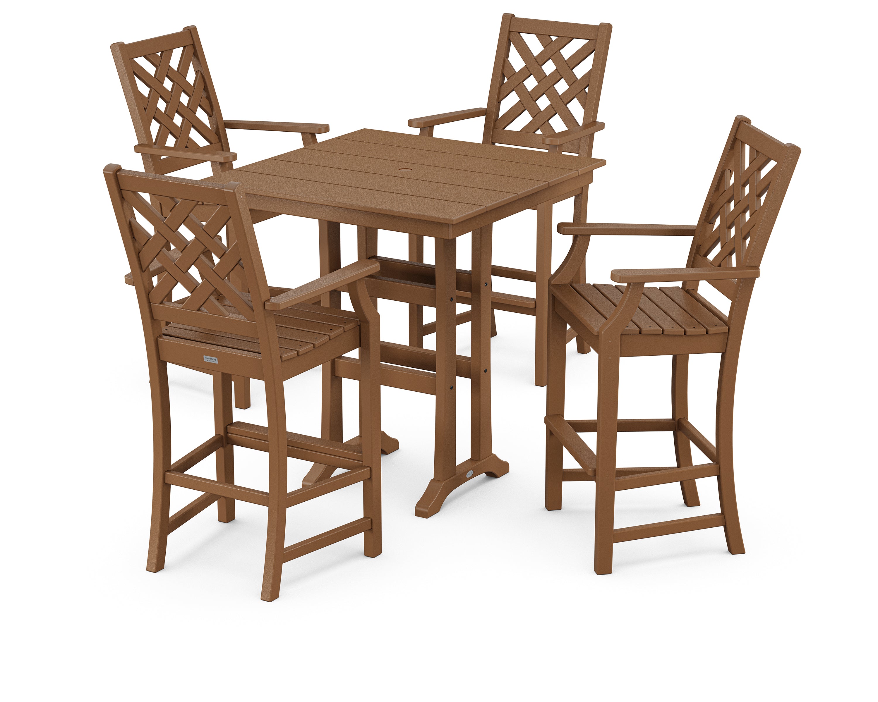 Country Living Wovendale 5-Piece Farmhouse Bar Set with Trestle Legs in Teak