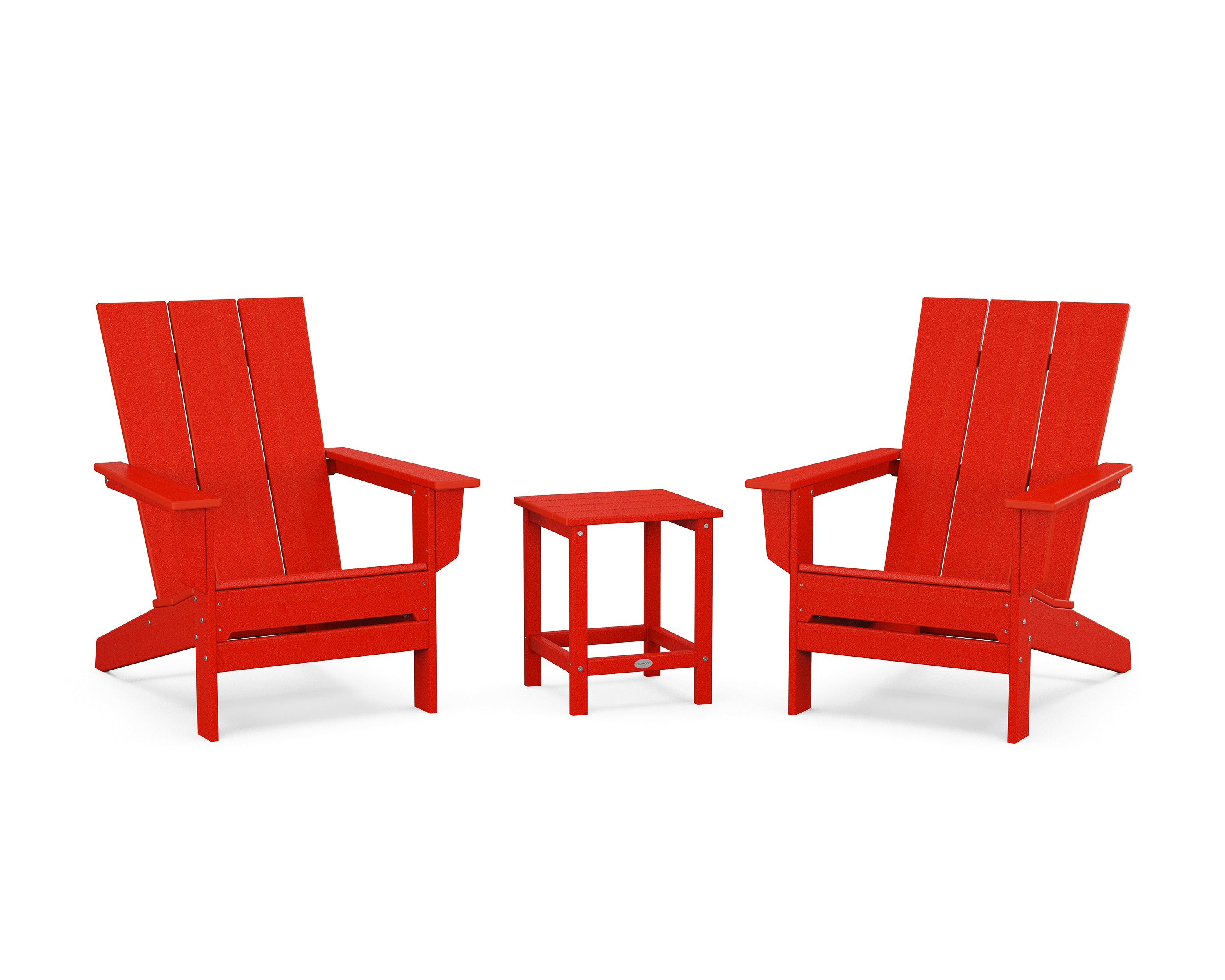 POLYWOOD® 3-Piece Modern Studio Adirondack Set in Sunset Red