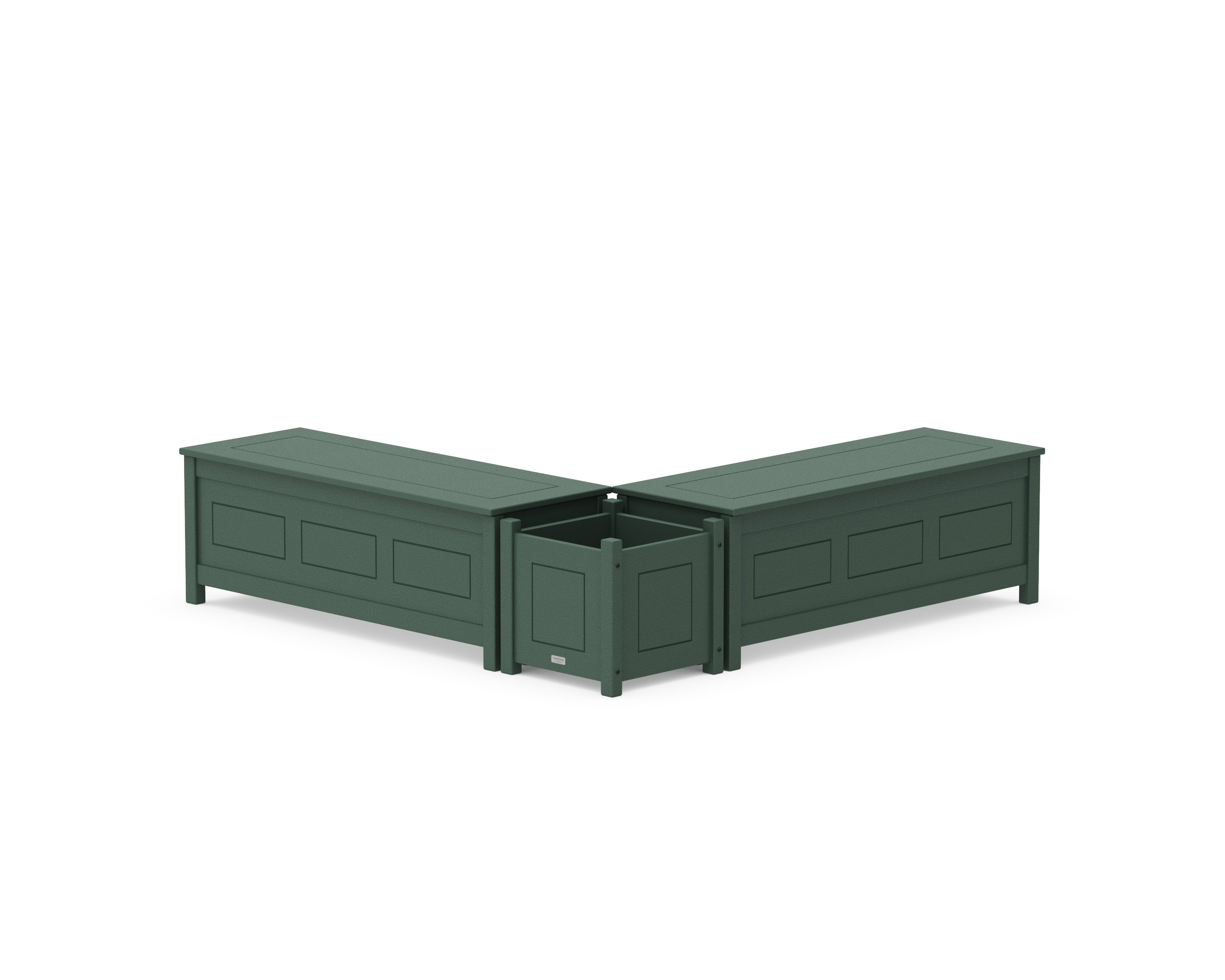 Country Living 48" Country Living L- Shaped Planter Storage Bench Set in Green