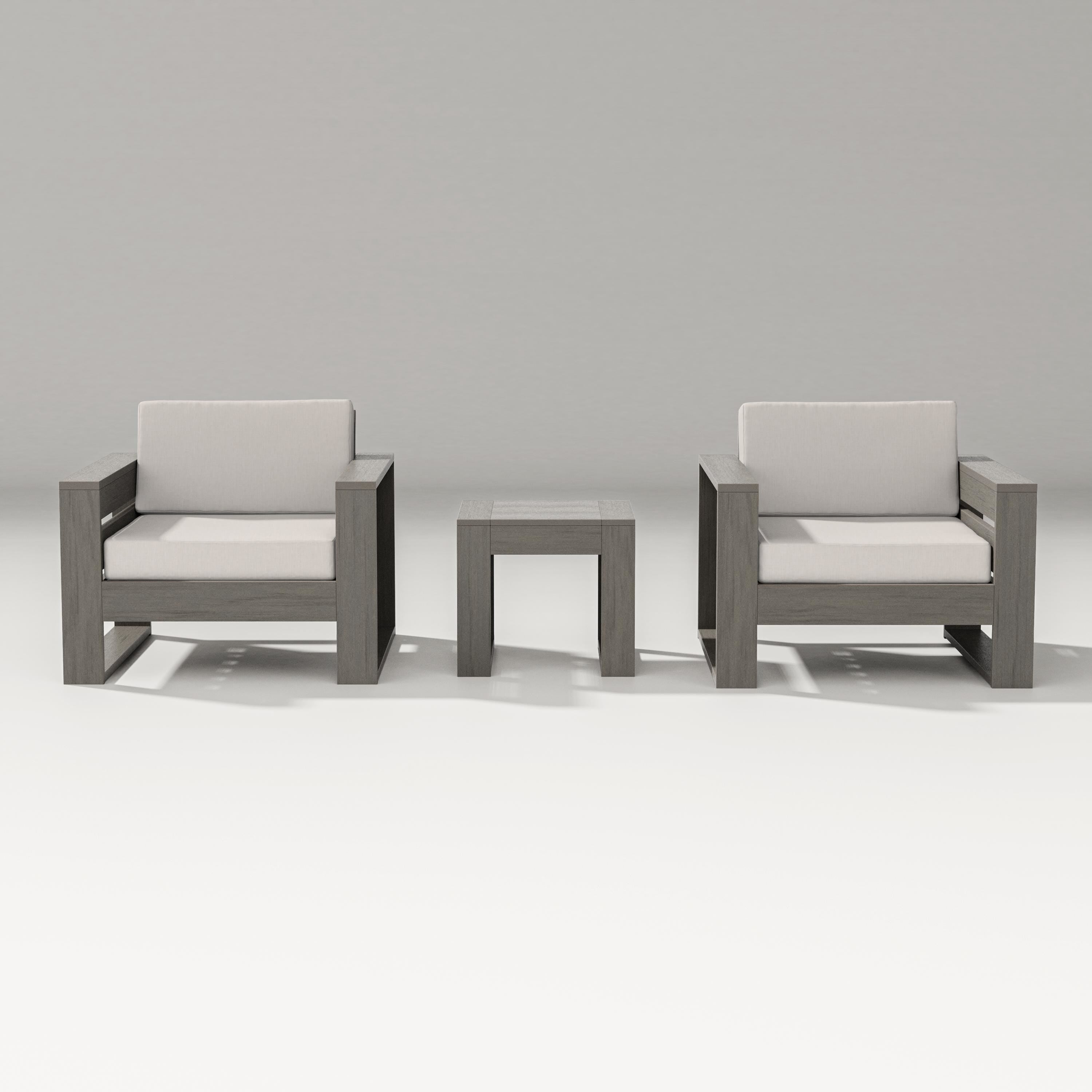 PW Designer Series Latitude 3-Piece Lounge Chair Set in Driftwood / Cast Ash
