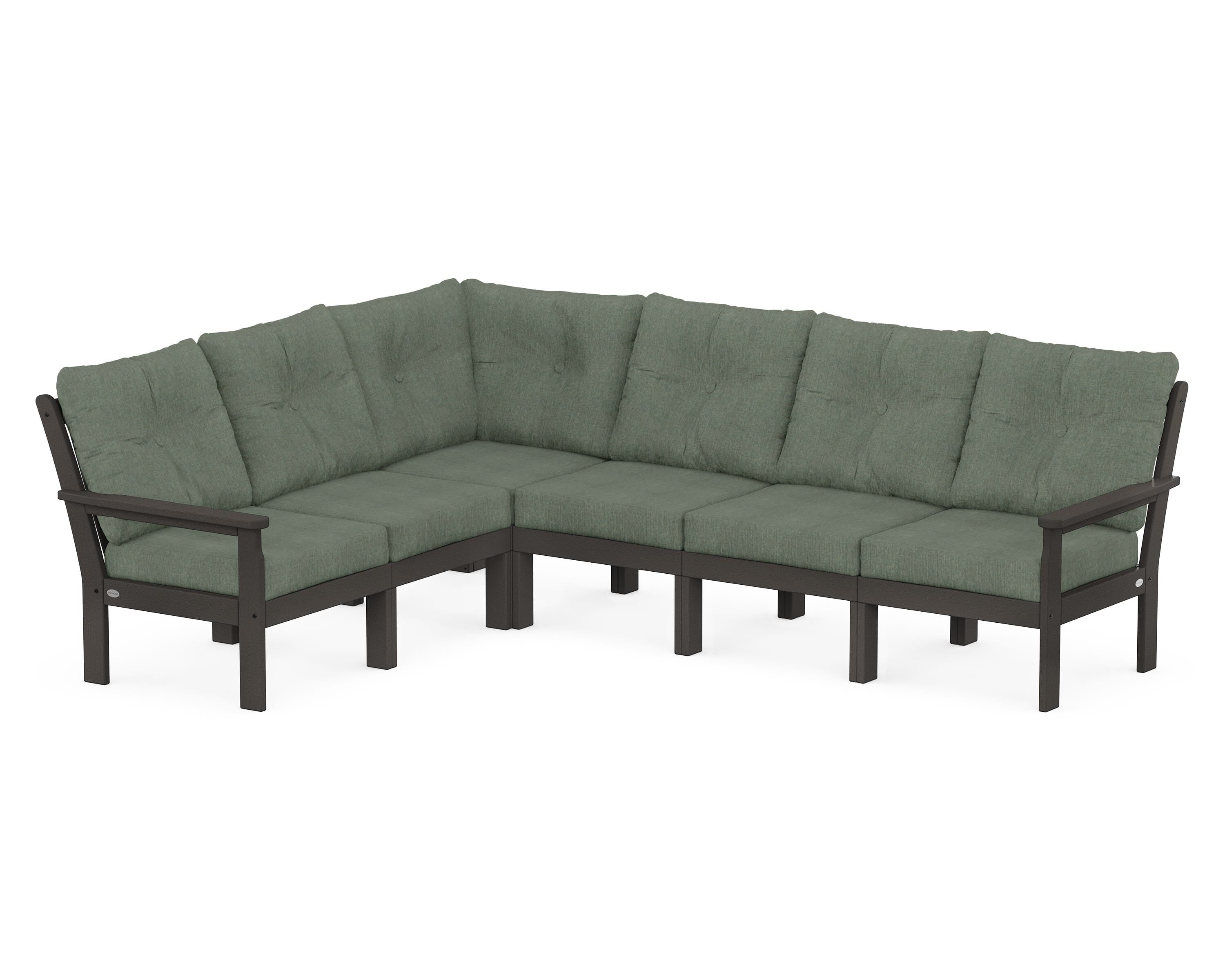 POLYWOOD Vineyard 6-Piece Sectional in Vintage Coffee / Cast Sage