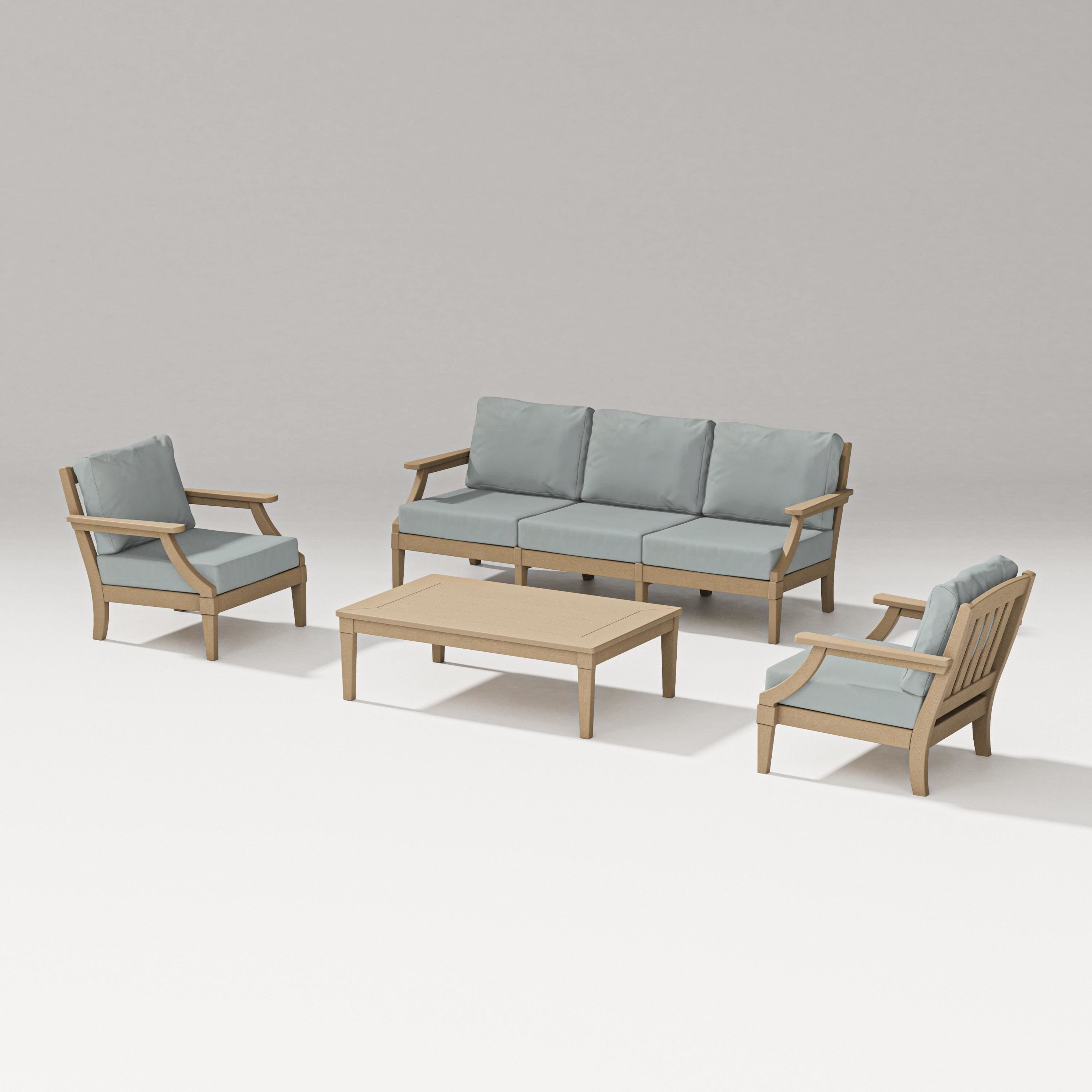 PW Designer Series Estate 4-Piece Lounge Sofa Set in Vintage Sahara / Spa
