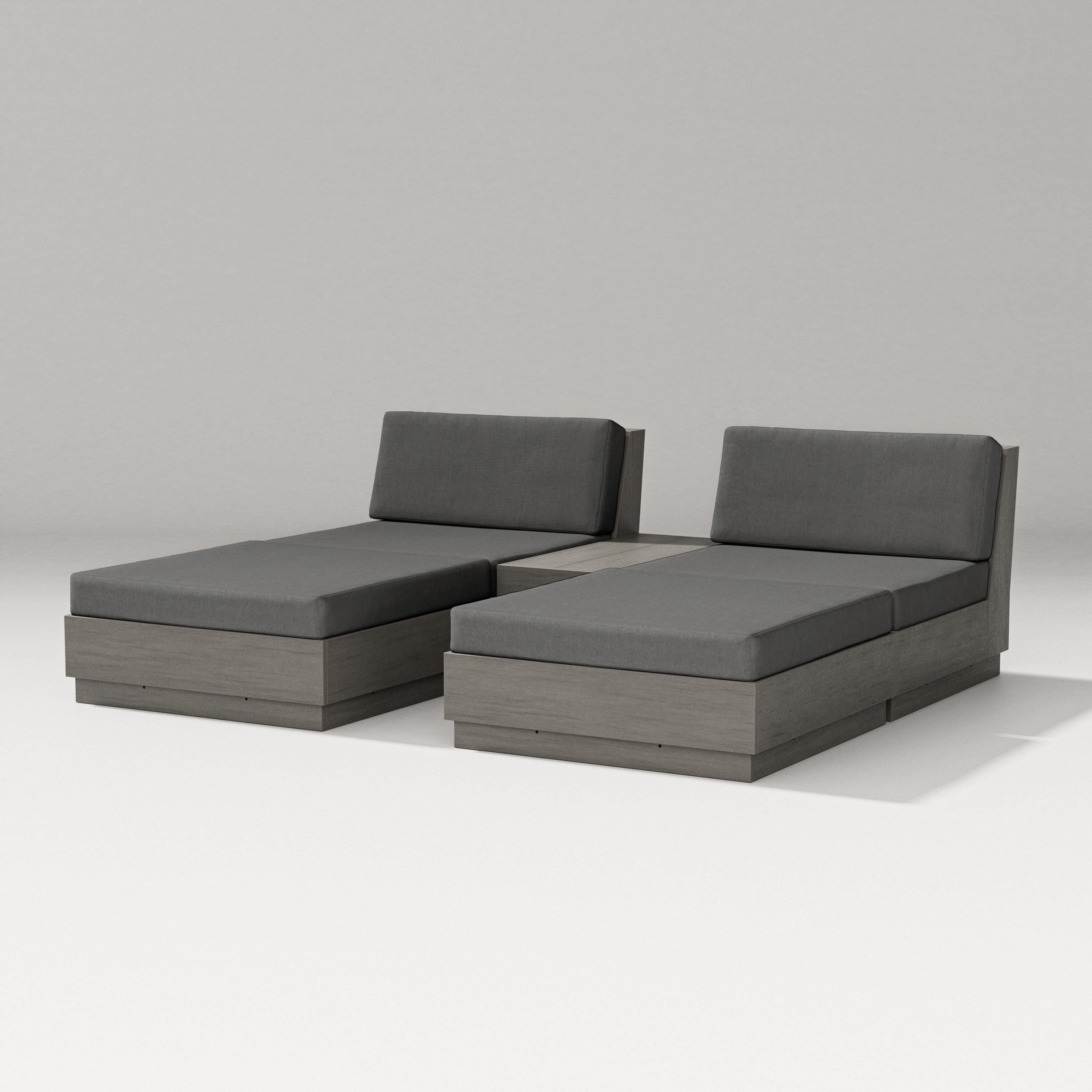 PW Designer Series Elevate Double Chaise Set in Driftwood / Spectrum Carbon