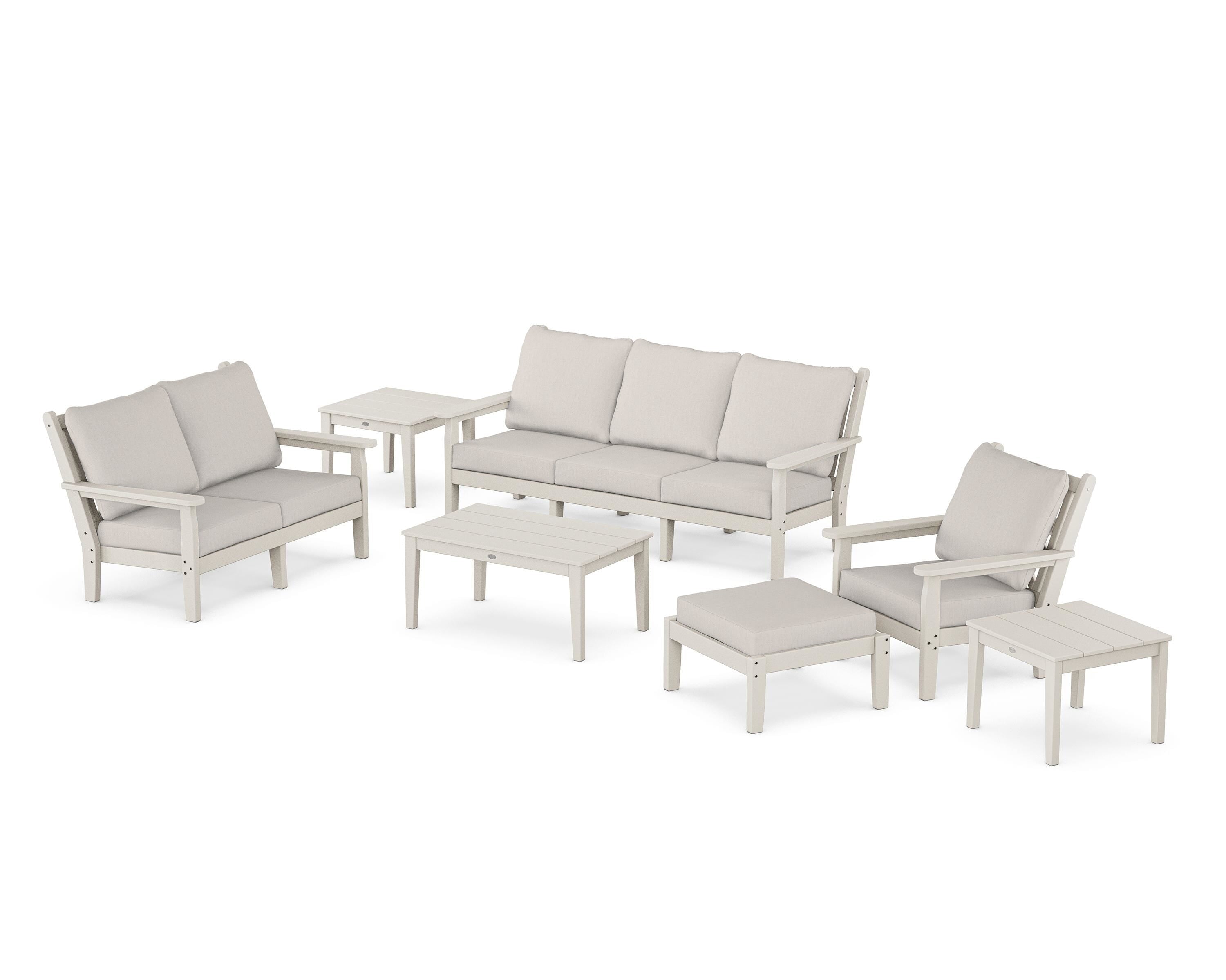 POLYWOOD Chippendale 7-Piece Deep Seating Set in Sand / Cast Ash
