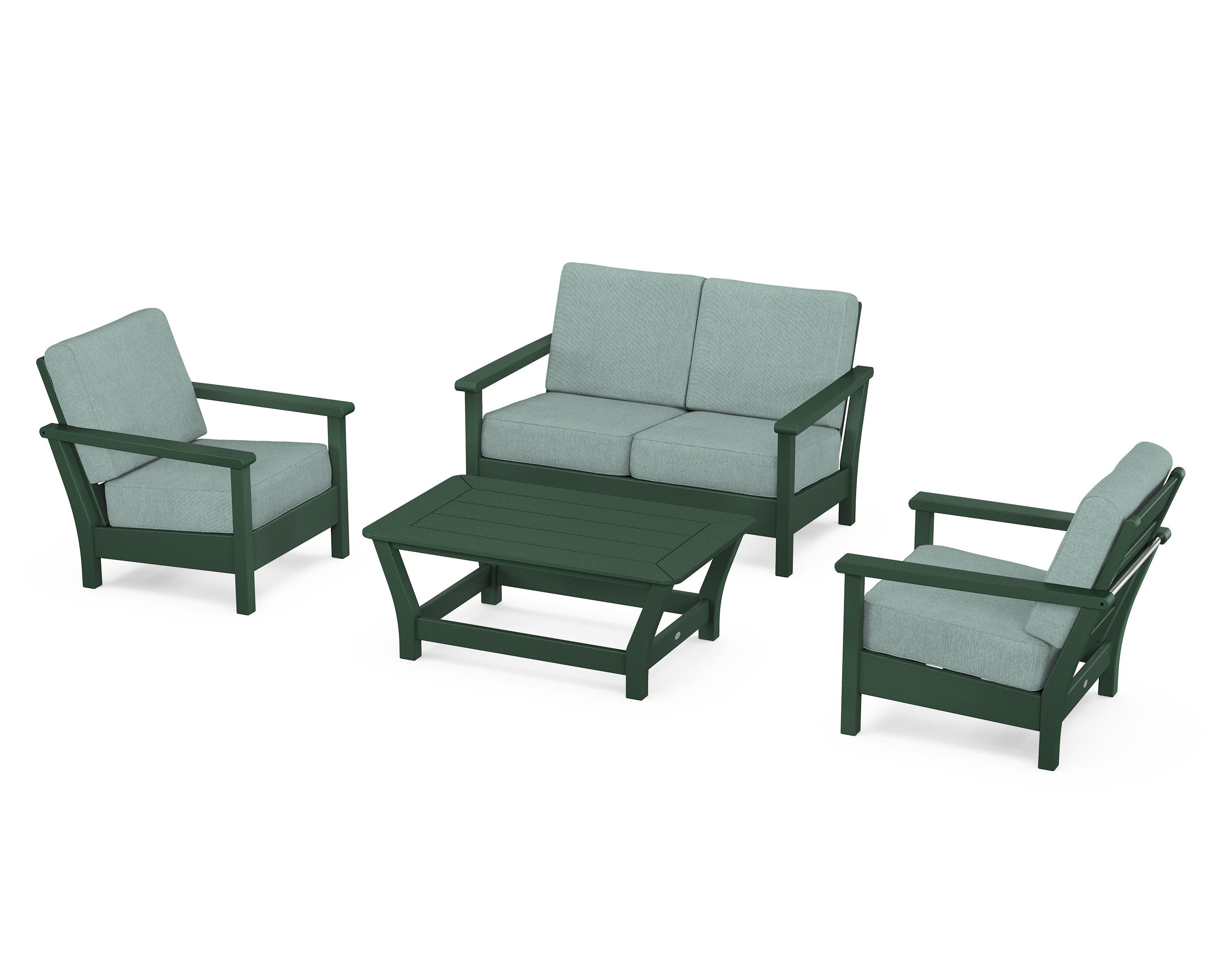 POLYWOOD Harbour 4-Piece Deep Seating Set in Green / Glacier Spa