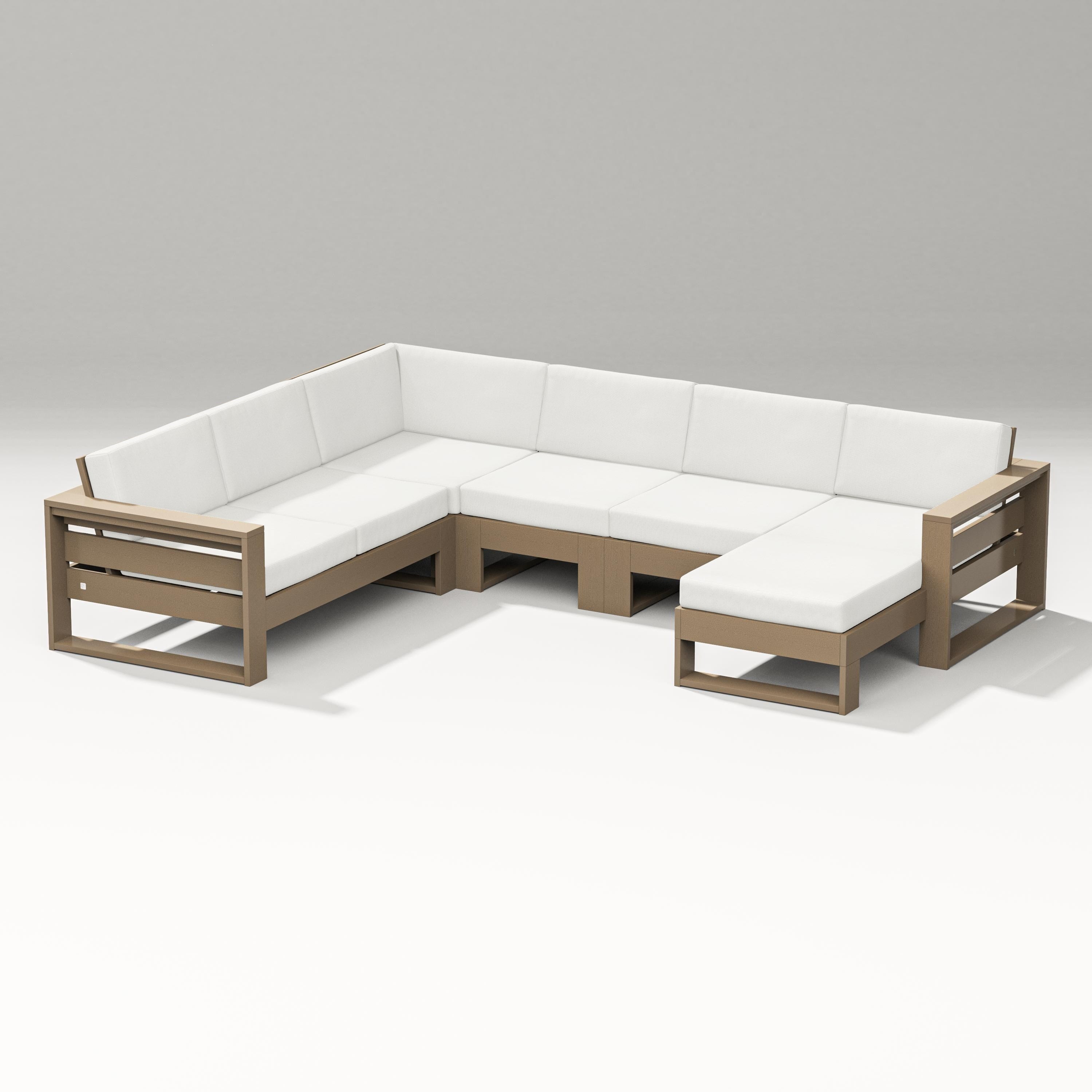 PW Designer Series Latitude Corner Sectional with Right Chaise in Vintage Sahara / Natural Linen