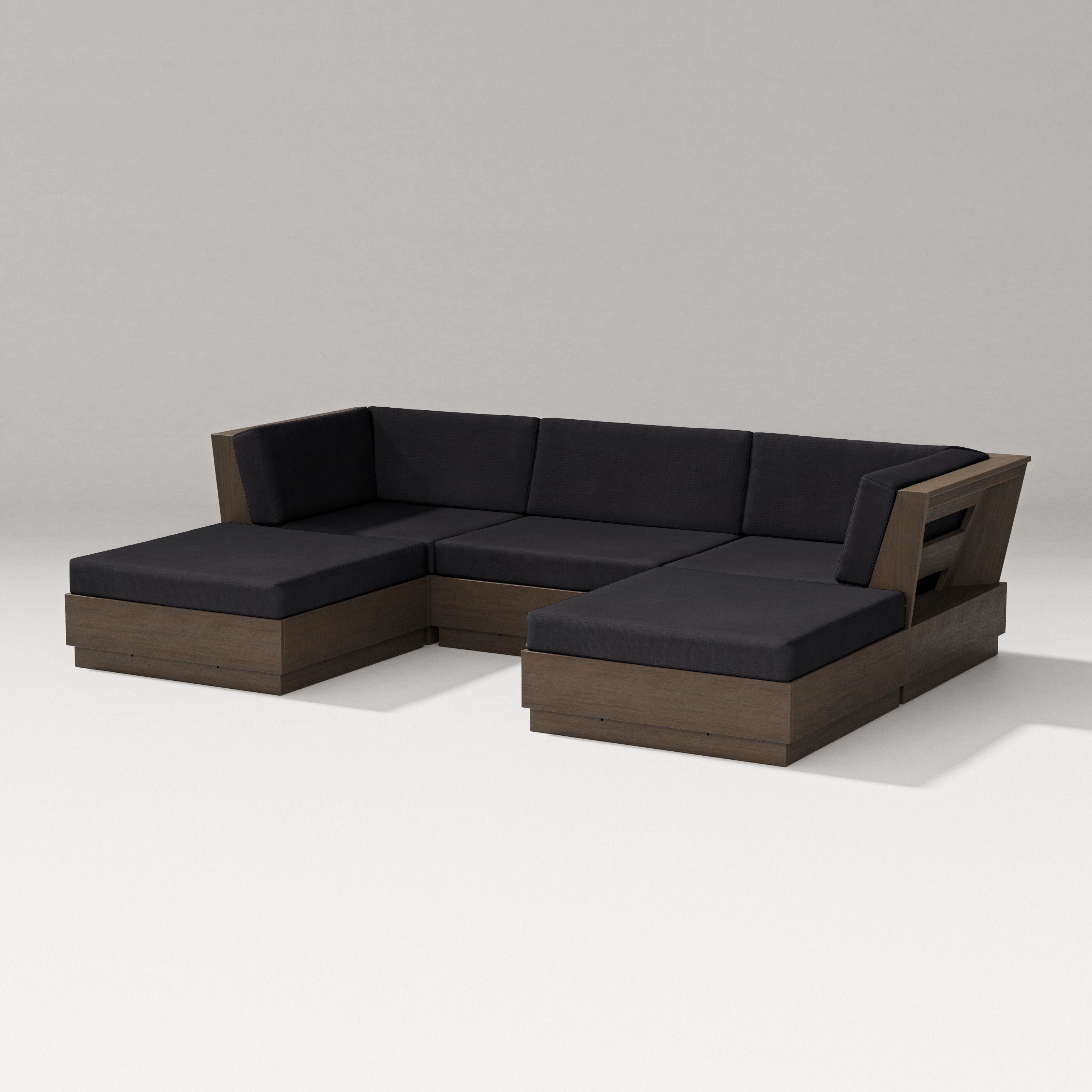 PW Designer Series Elevate Double Chaise Sectional in Kona / Midnight Linen