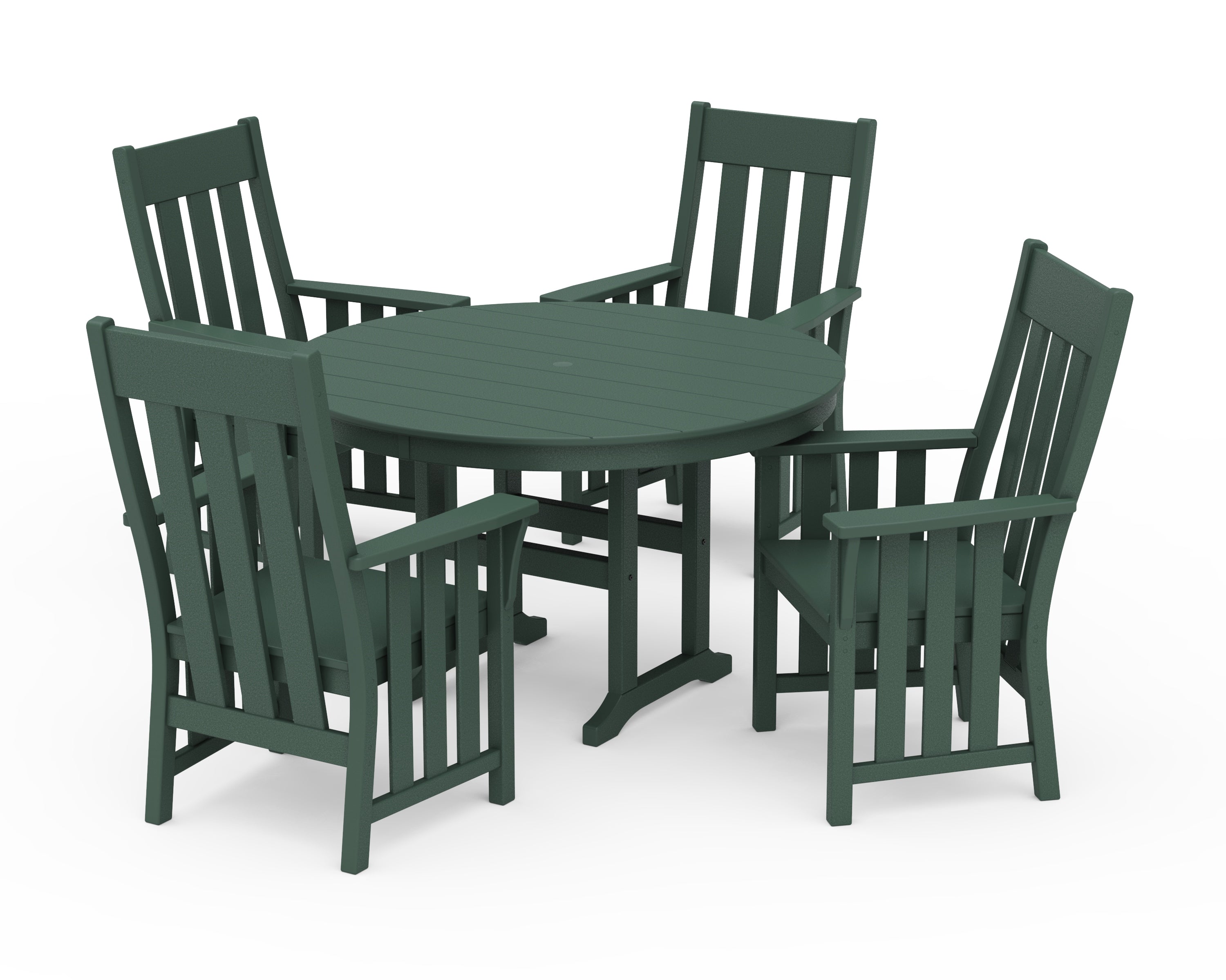 Martha Stewart by POLYWOOD Acadia 5-Piece Round Farmhouse Dining Set in Green
