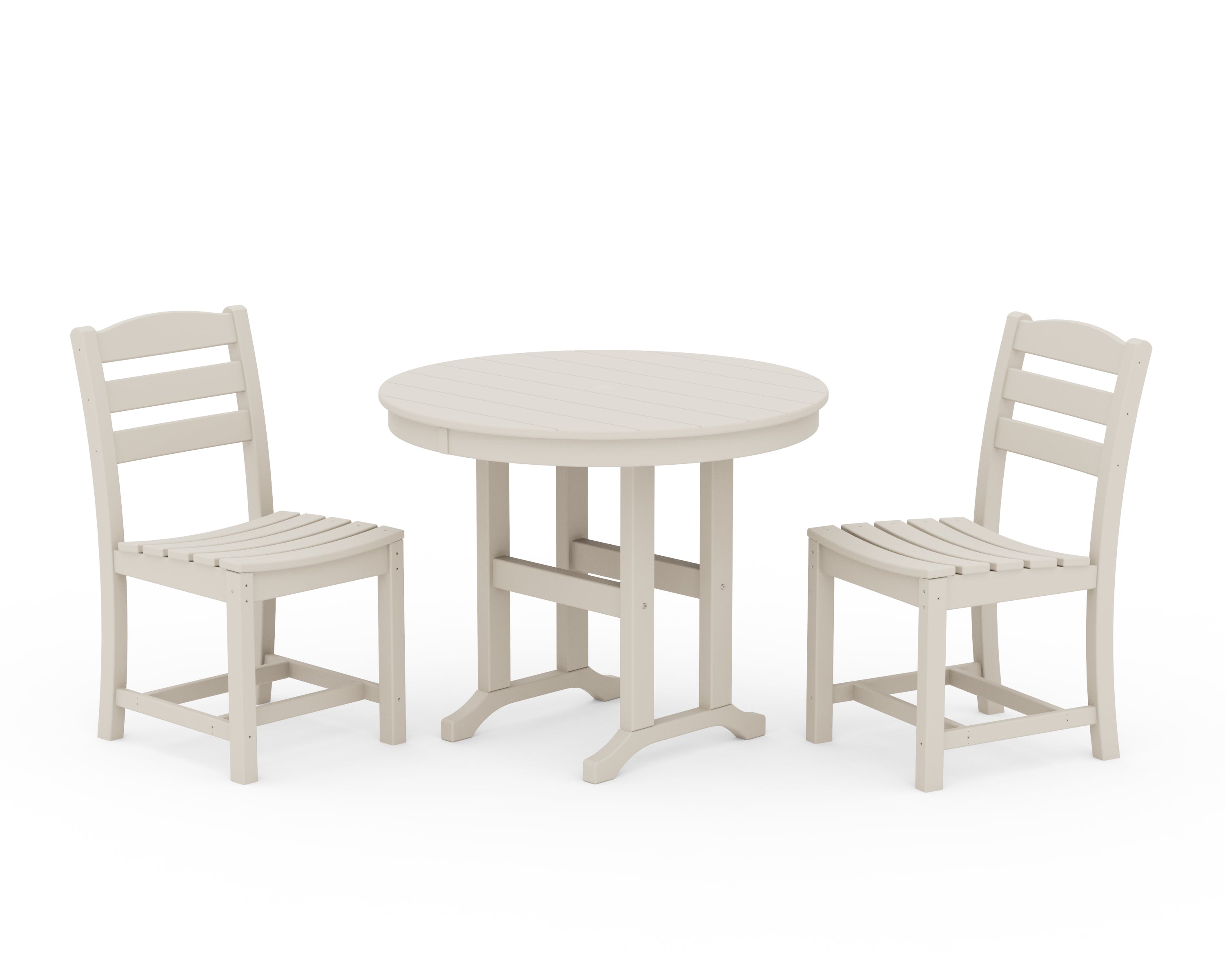 POLYWOOD La Casa Café Side Chair 3-Piece Round Dining Set in Sand