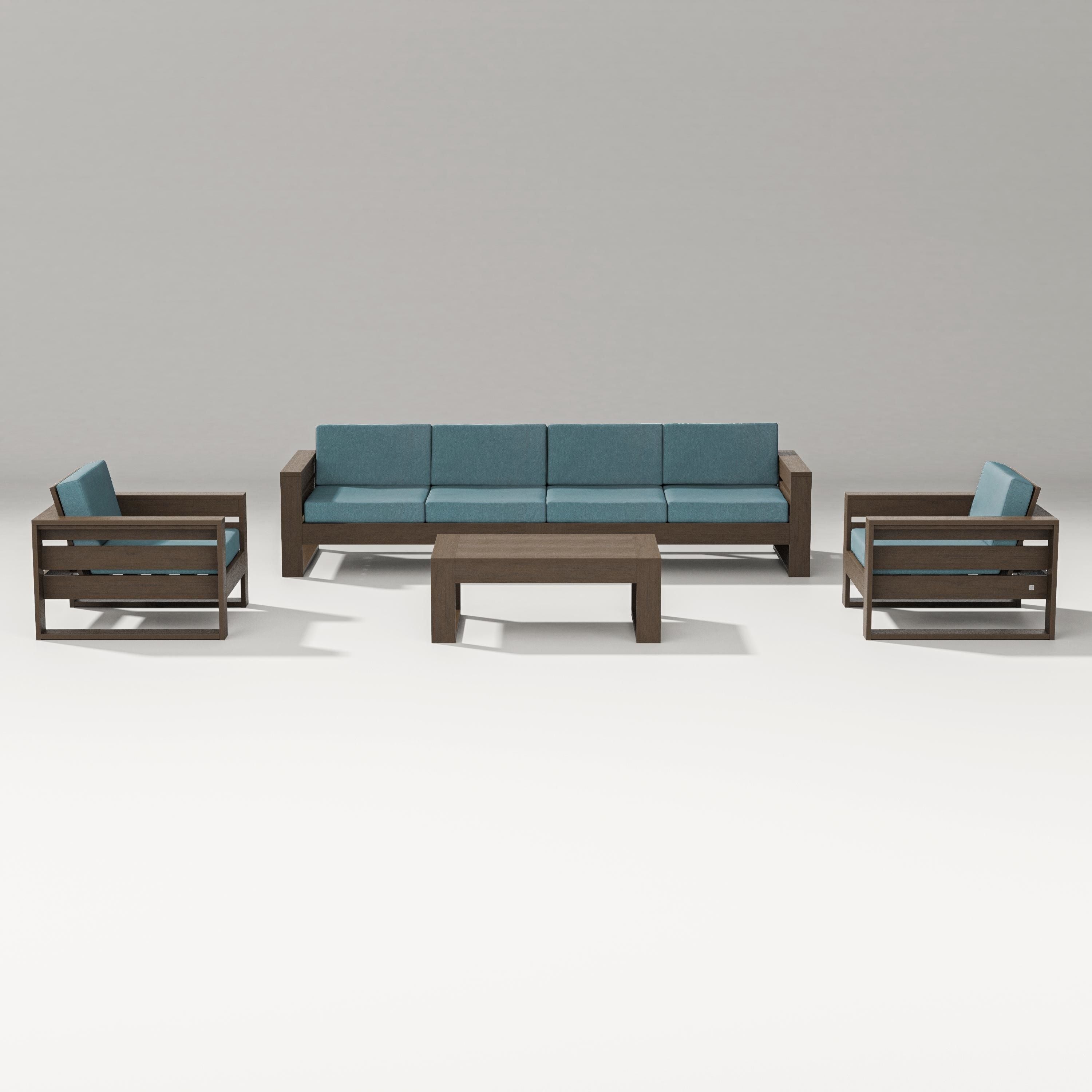 PW Designer Series Latitude 5-Piece Lounge Sofa Set in Kona / Ocean Teal
