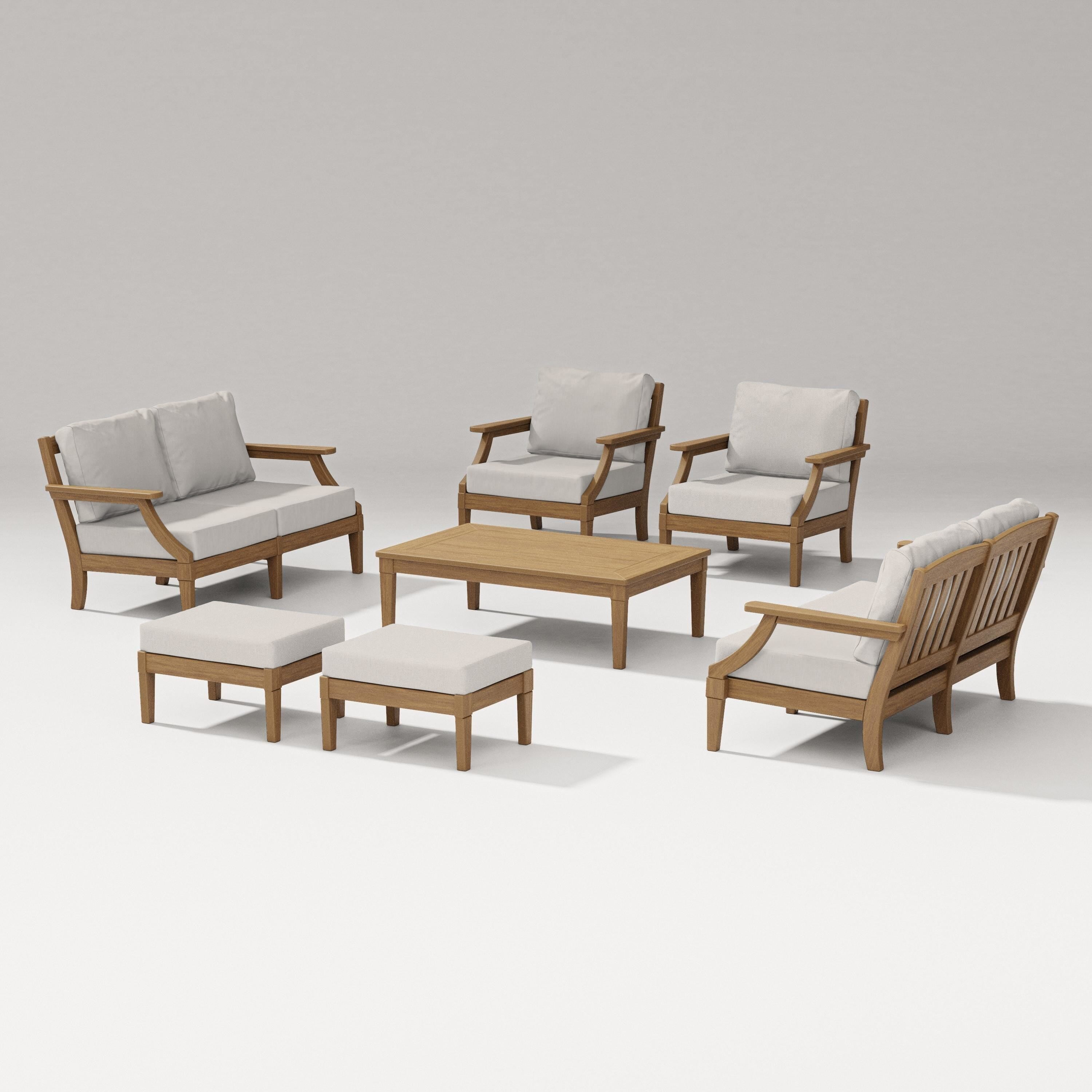 PW Designer Series Estate 7-Piece Lounge Loveseat Set in Natural / Cast Ash